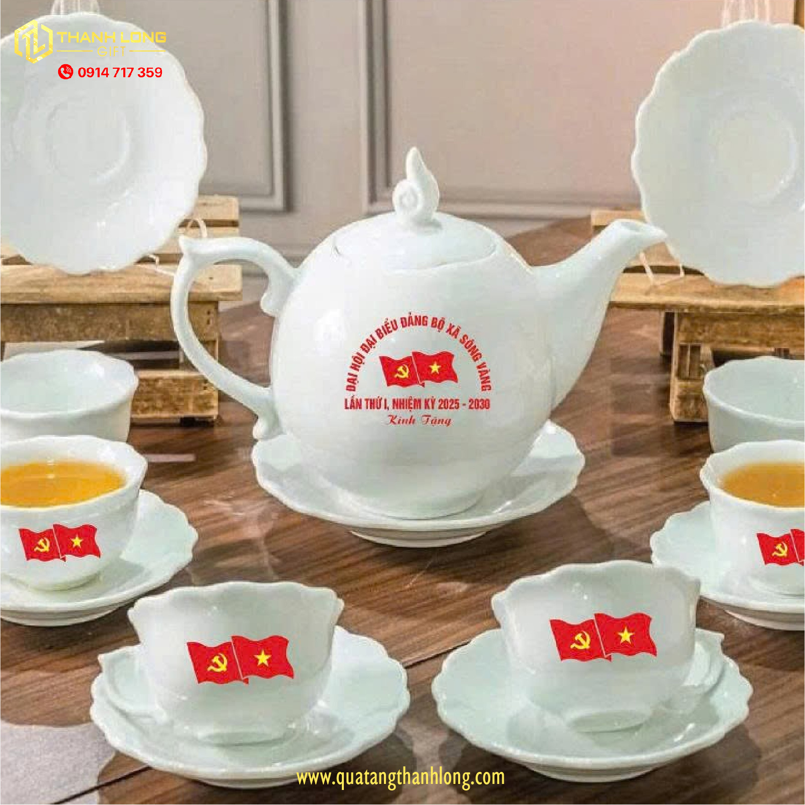 Bộ ấm chén sứ quà tặng đại hội