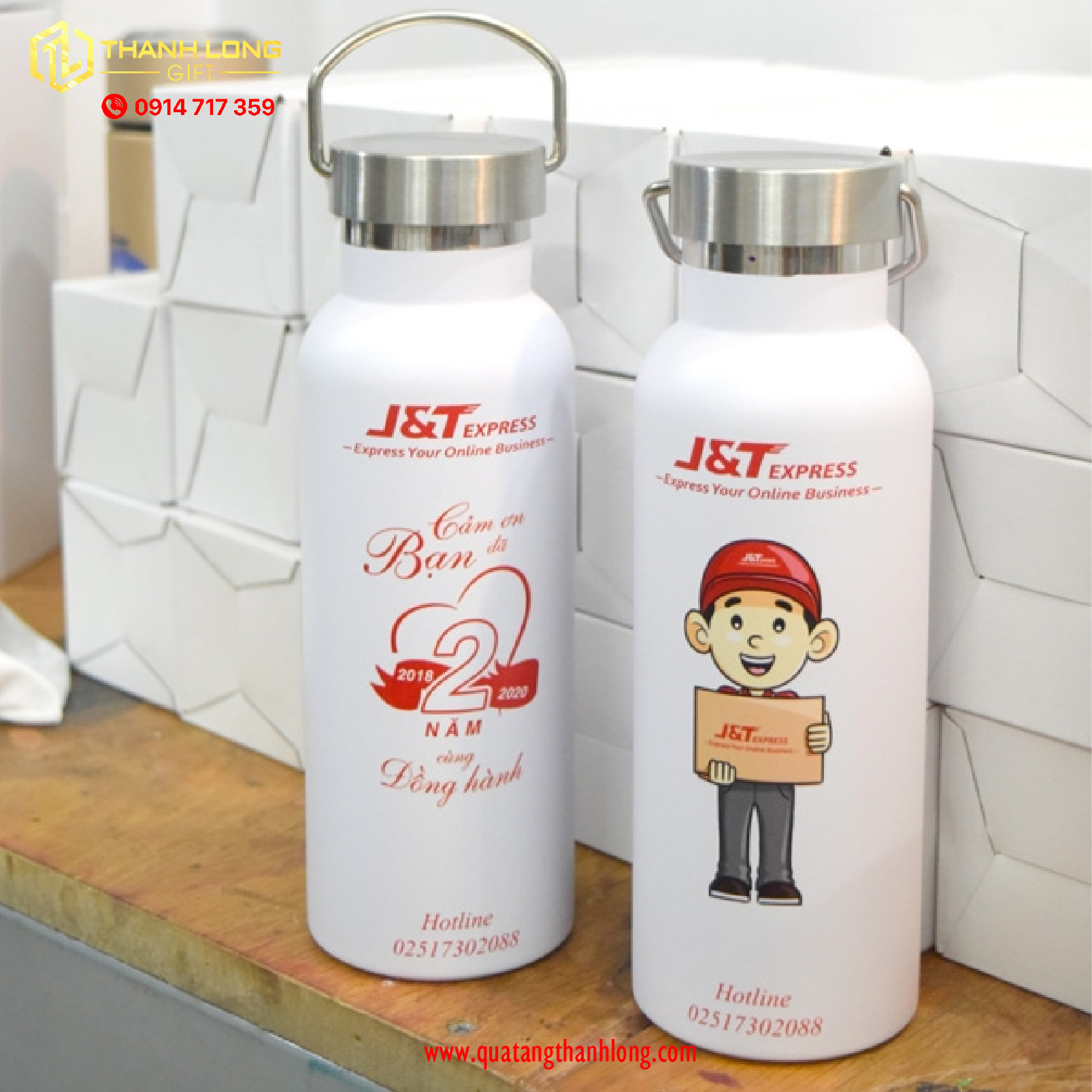 Bình nhiệt in logo có quay xách 500ml