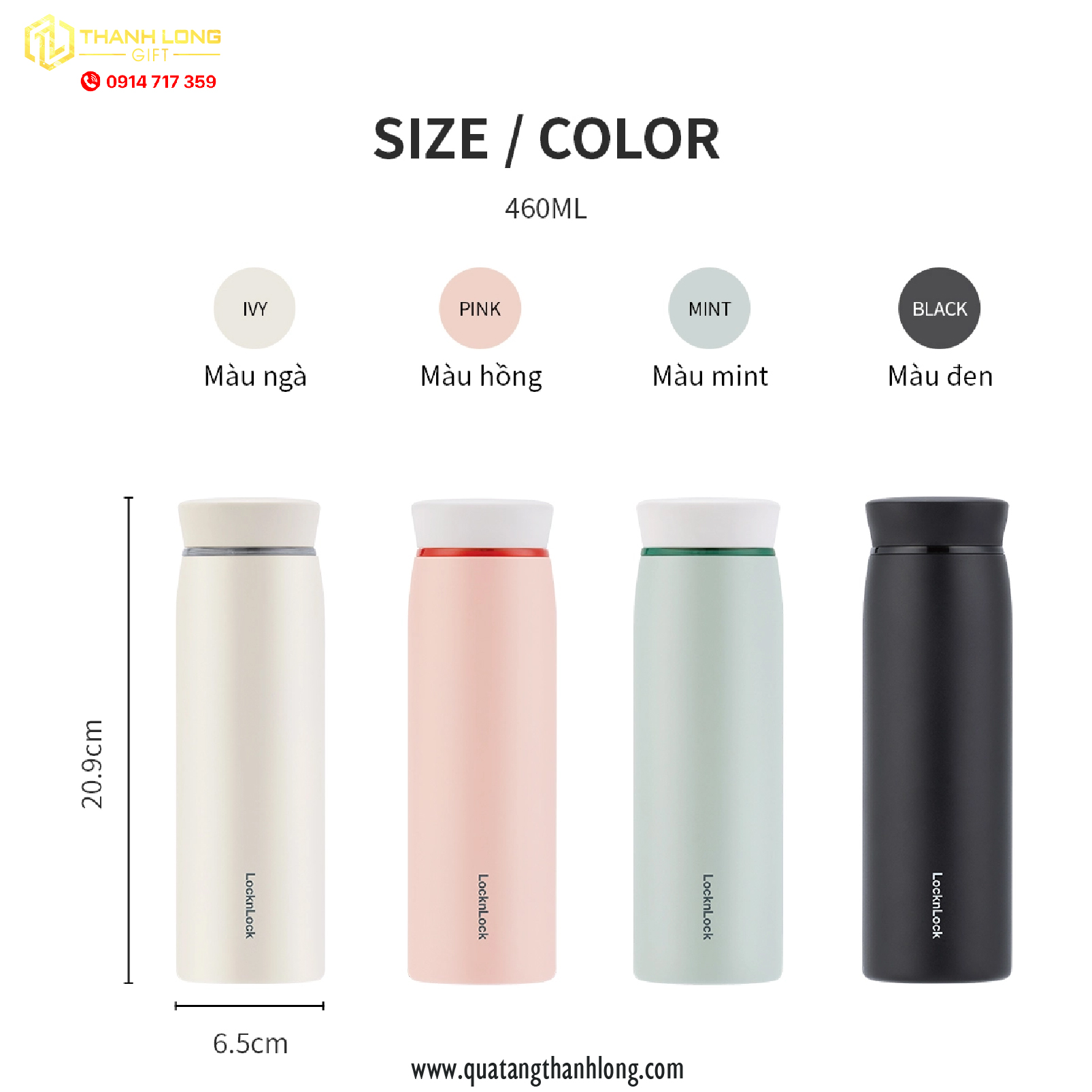 Bình giữ nhiệt in logo Lock&Lock 460ml