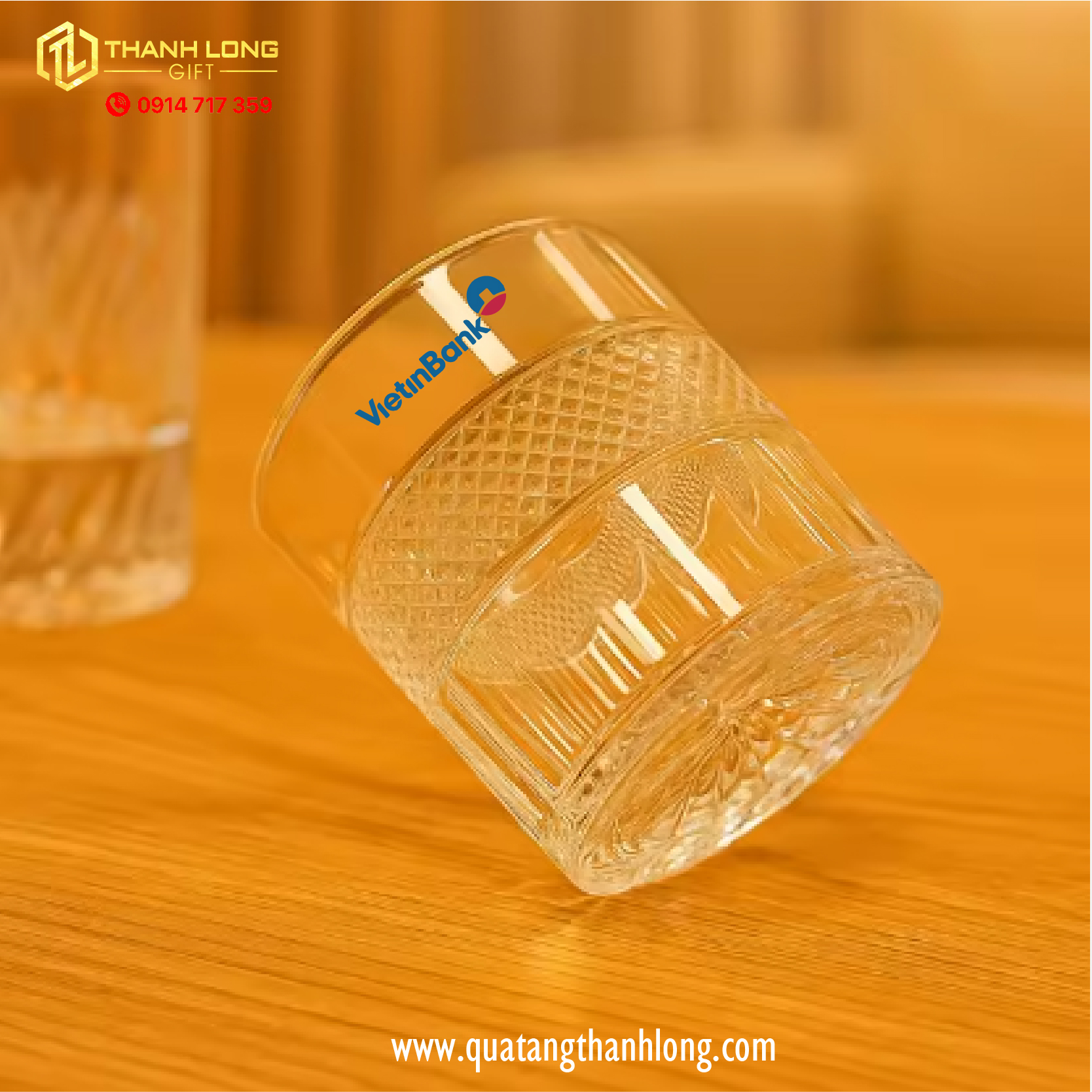 Bộ 6 ly thủy tinh Vietinbank- in ấn thiết kế theo yêu cầu