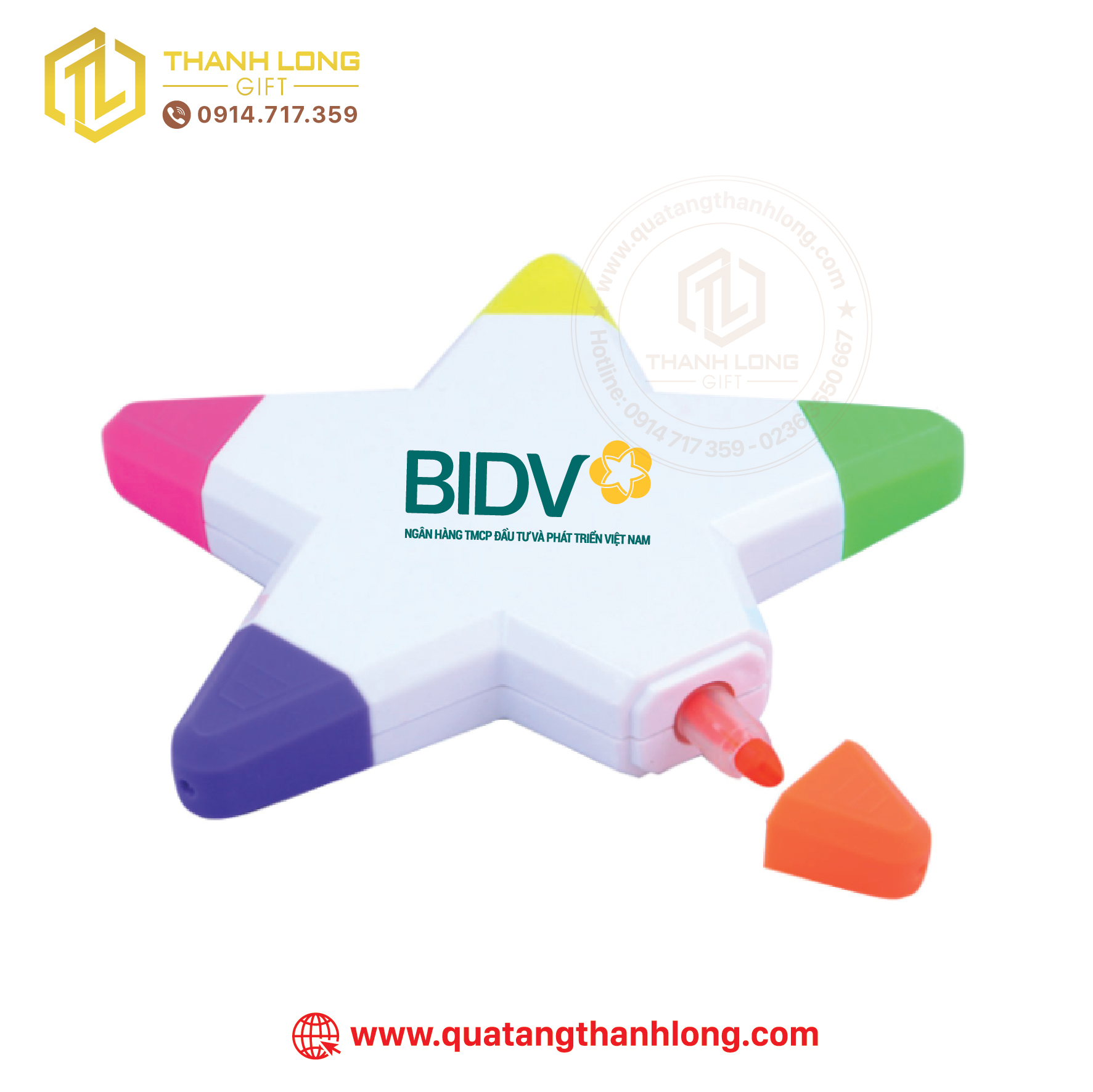 Bút dạ quang hình ngôi sao in logo