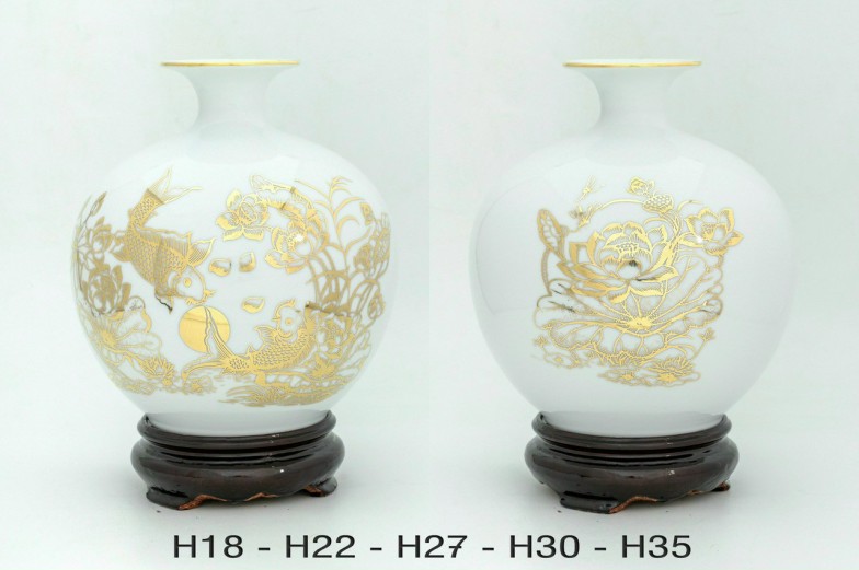 Bình gốm sứ in logo Đại Hội