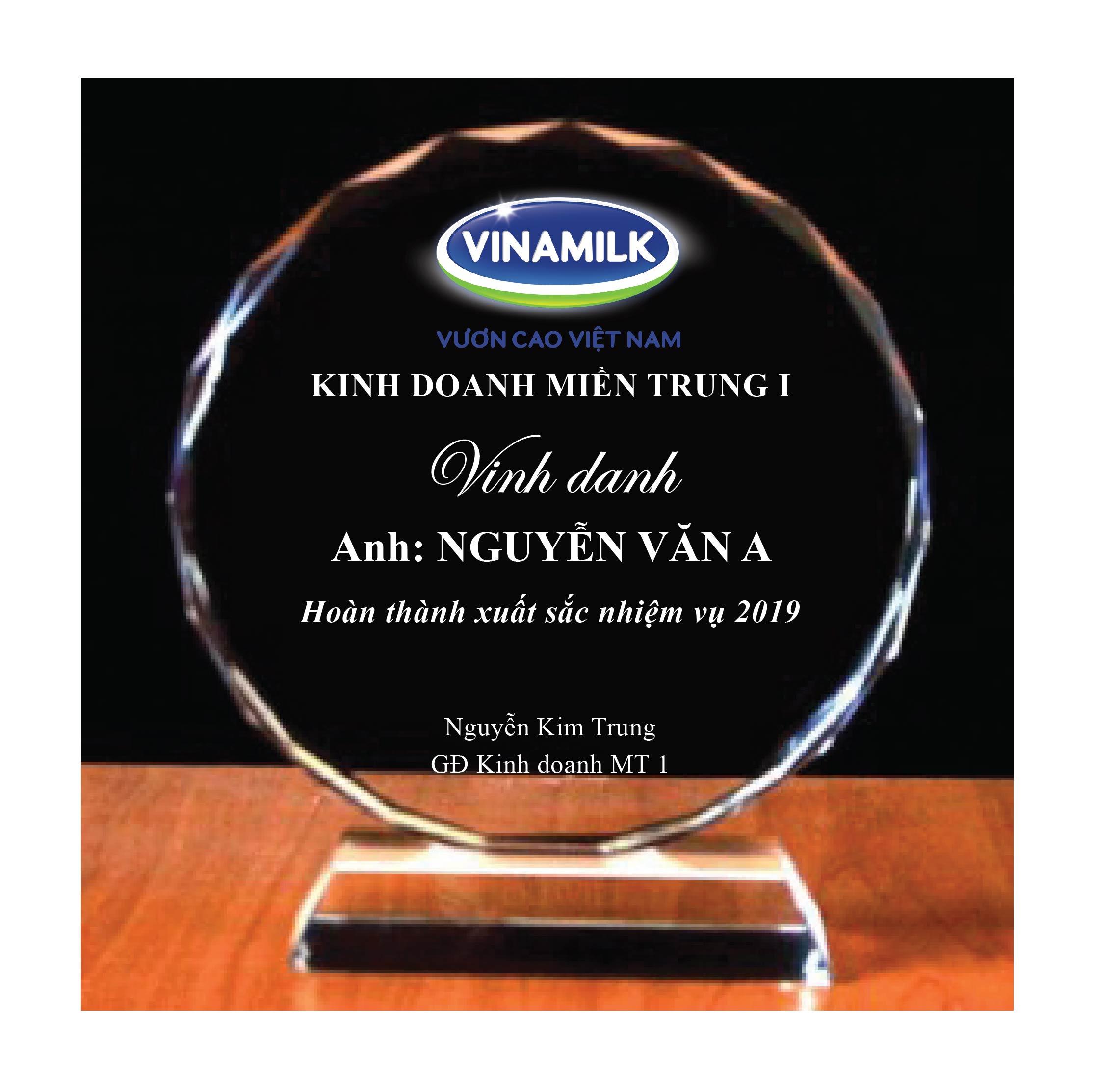 Cúp Pha Lê Vinh Danh Tròn 14cm
