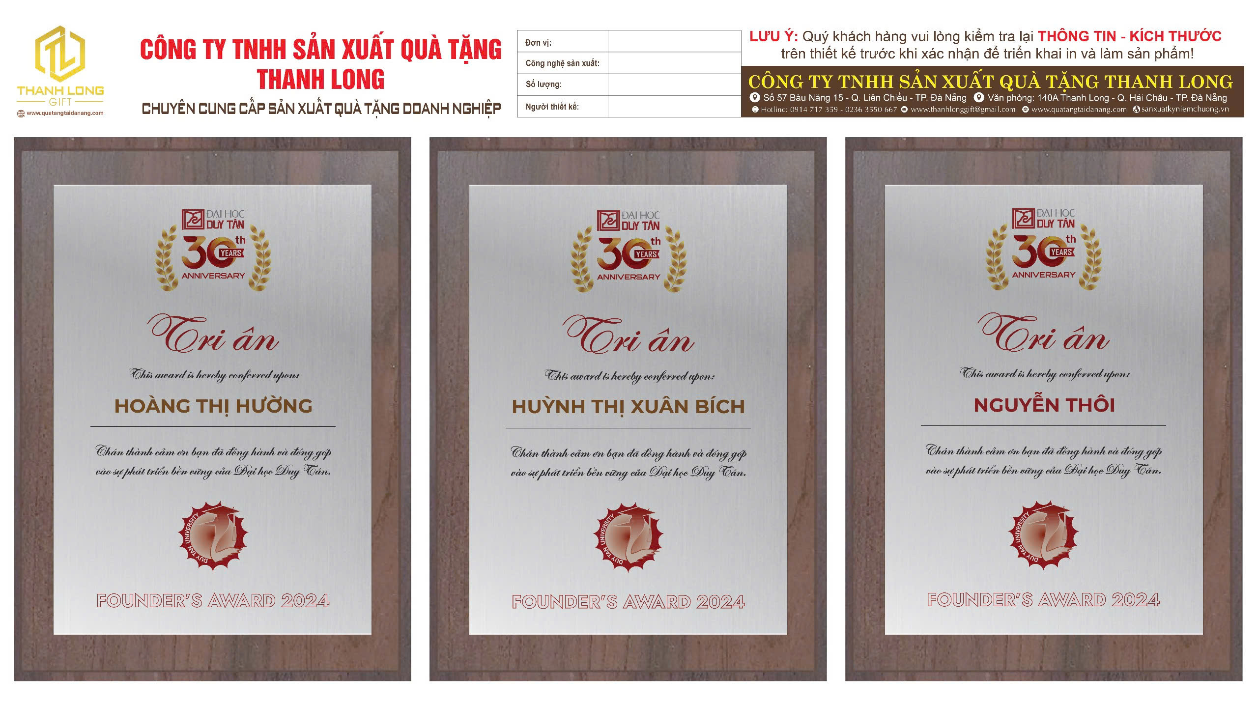 Bảng Vinh Danh Sang Trọng