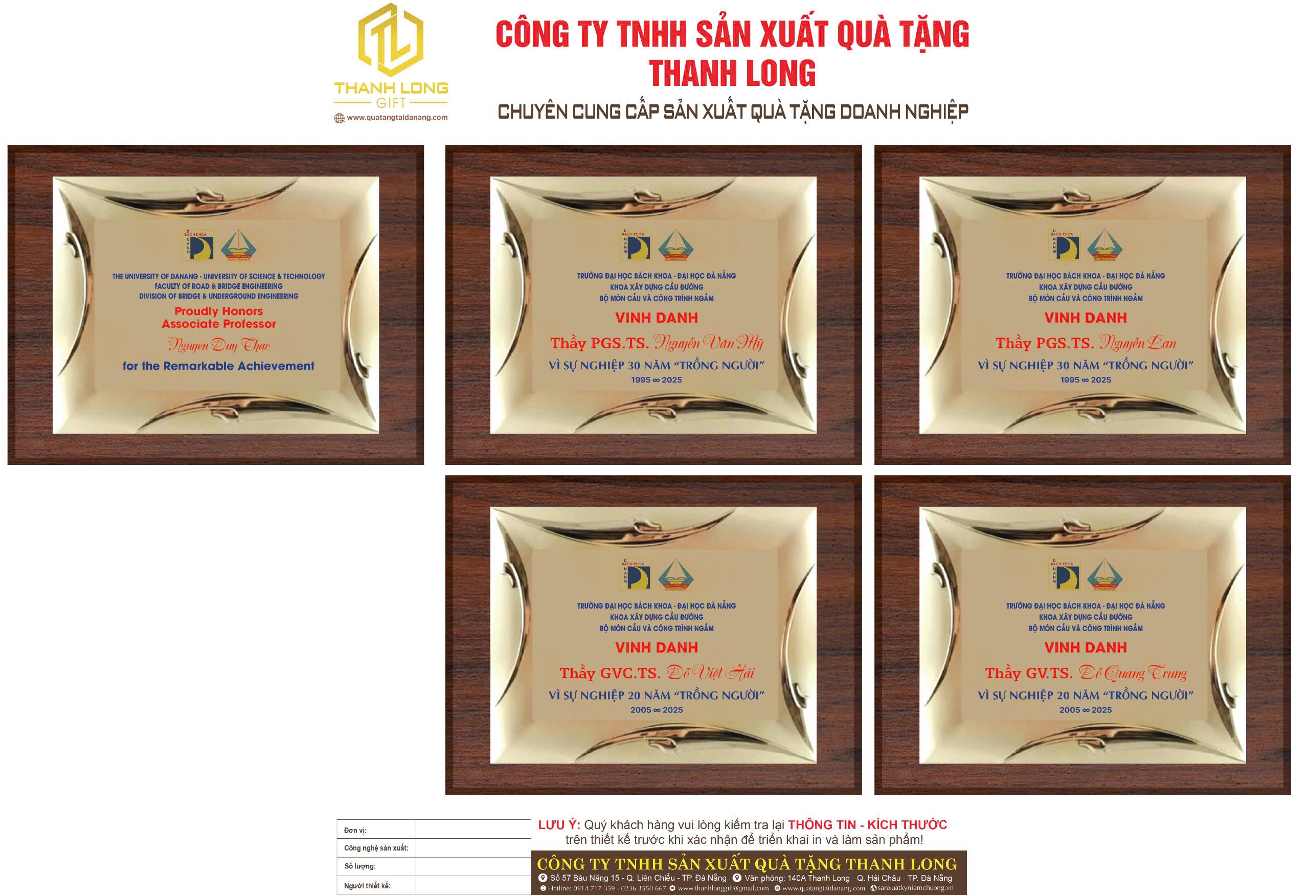 Bảng vinh danh vàng cao cấp