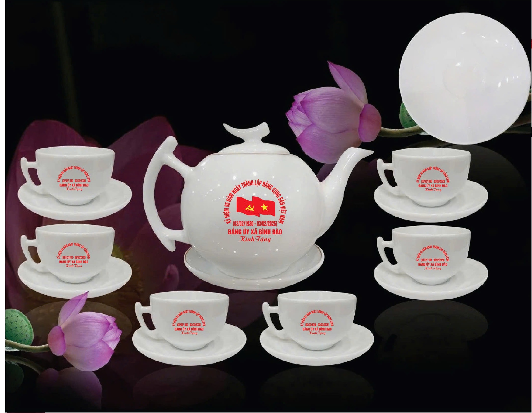 Bộ ấm chén quà tặng Đại Hội xã Bình Đào