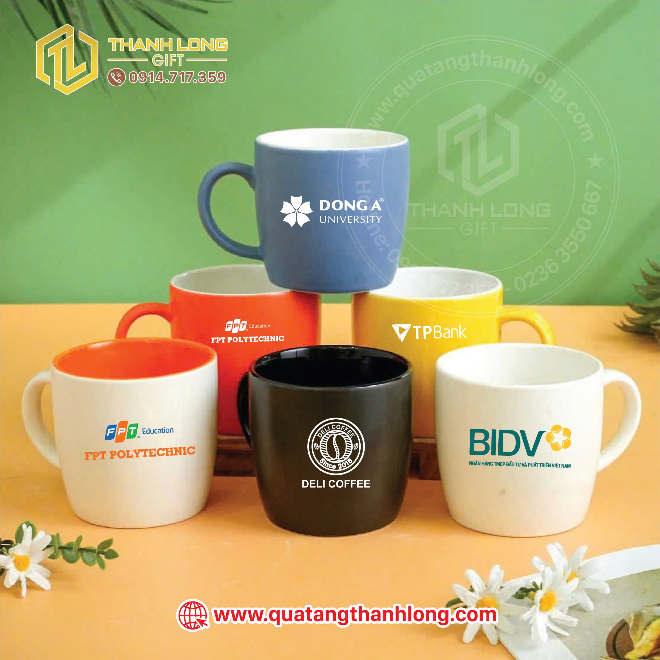 Ly sứ màu in logo