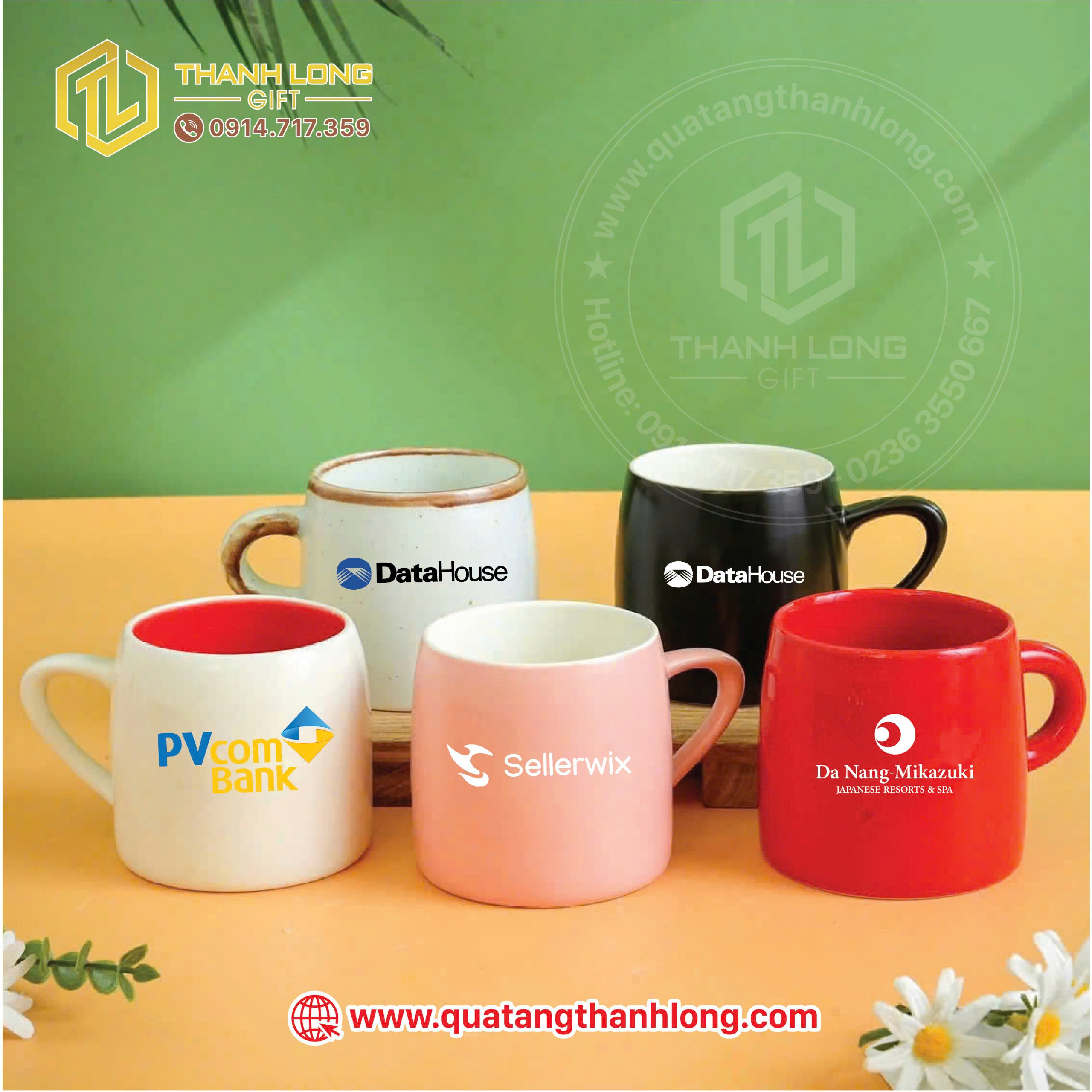 Ly sứ màu in logo