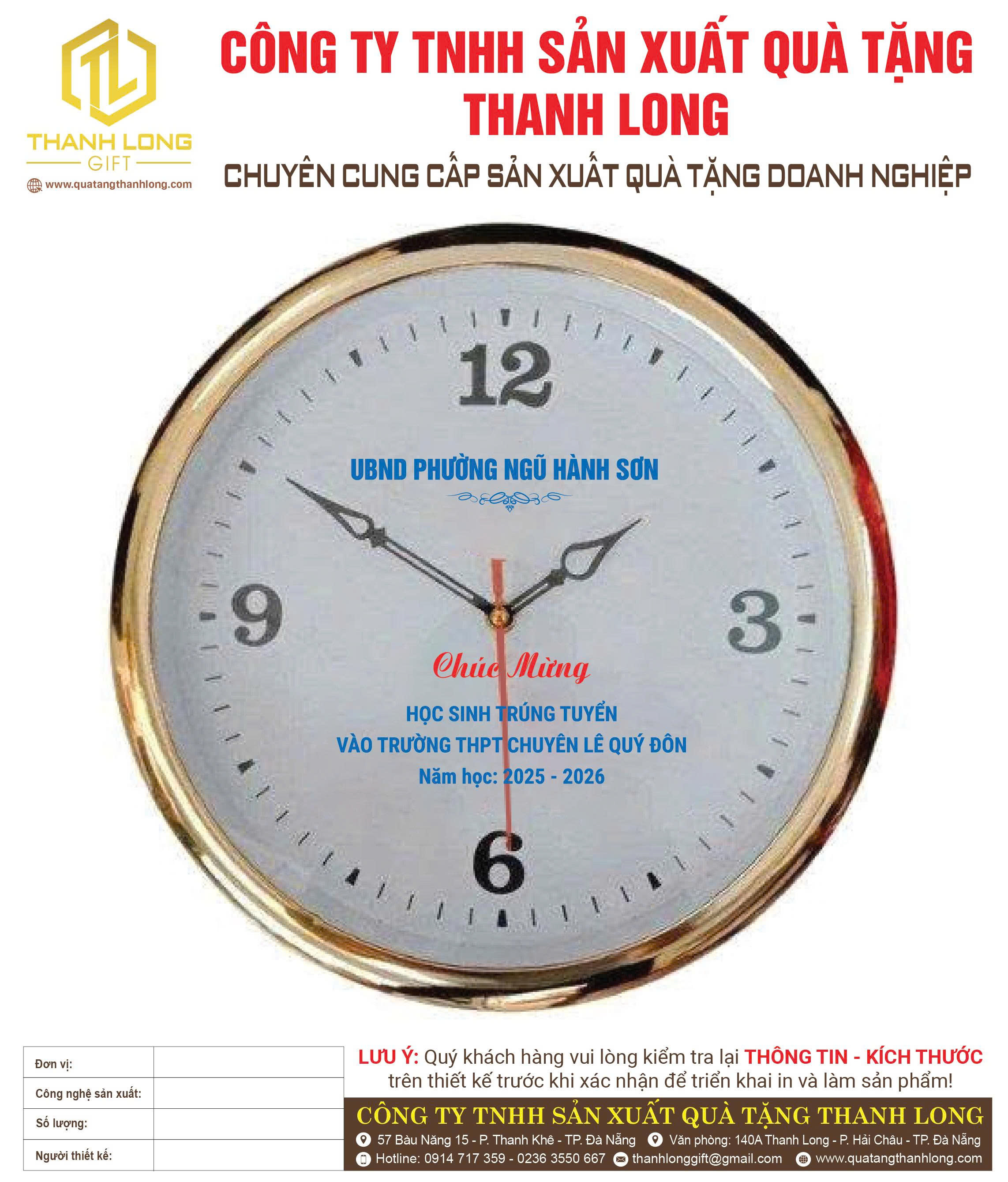 Đồng hồ treo tường in logo theo yêu cầu