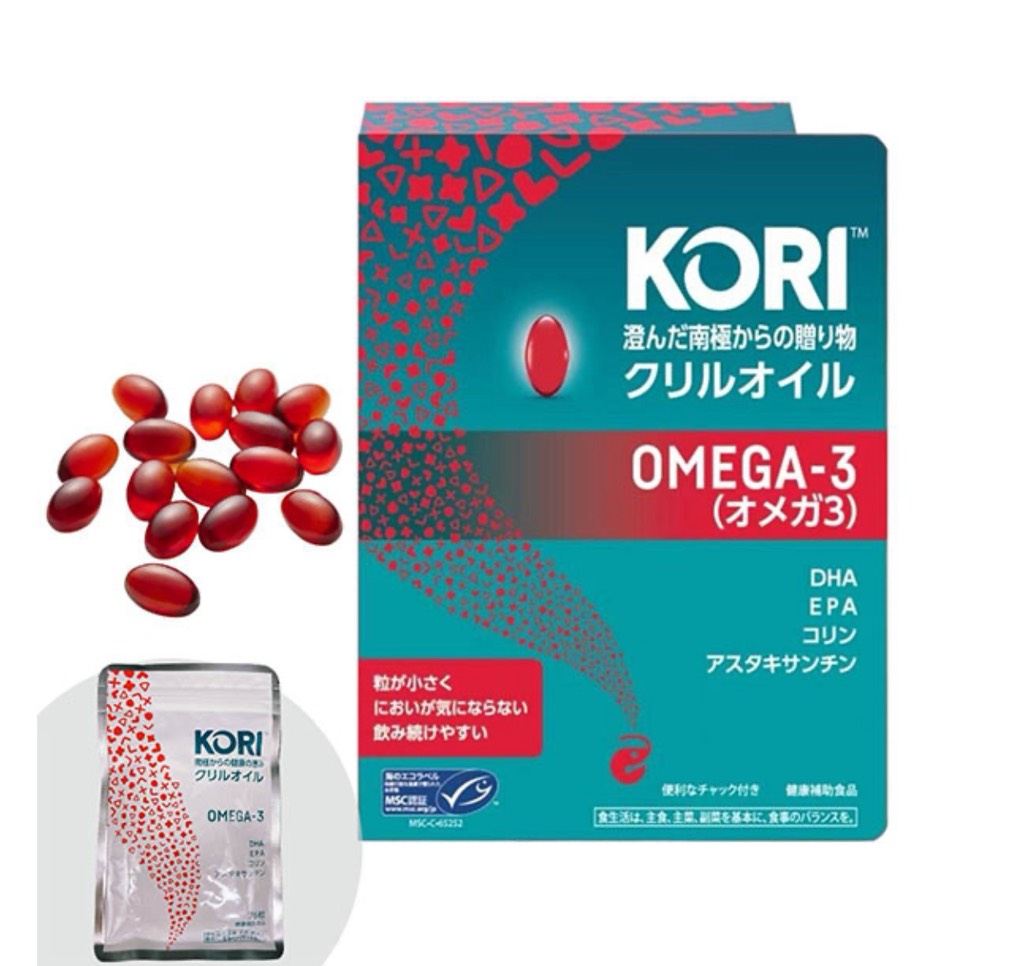 KORI- Dầu nhuyễn thể Kori Krill Oil Omega 3 Nhật Bản 152 viên