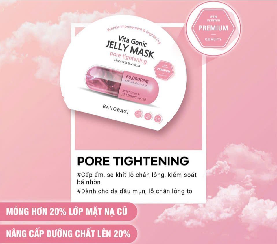Banobagi Vita jelly - Mặt nạ se lcl Pore Tightening 10m (hồng)