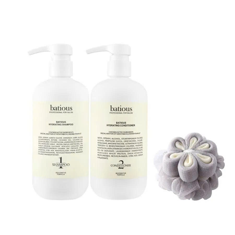 BATIOUS - set qà gội - xả 500ml (trắng)