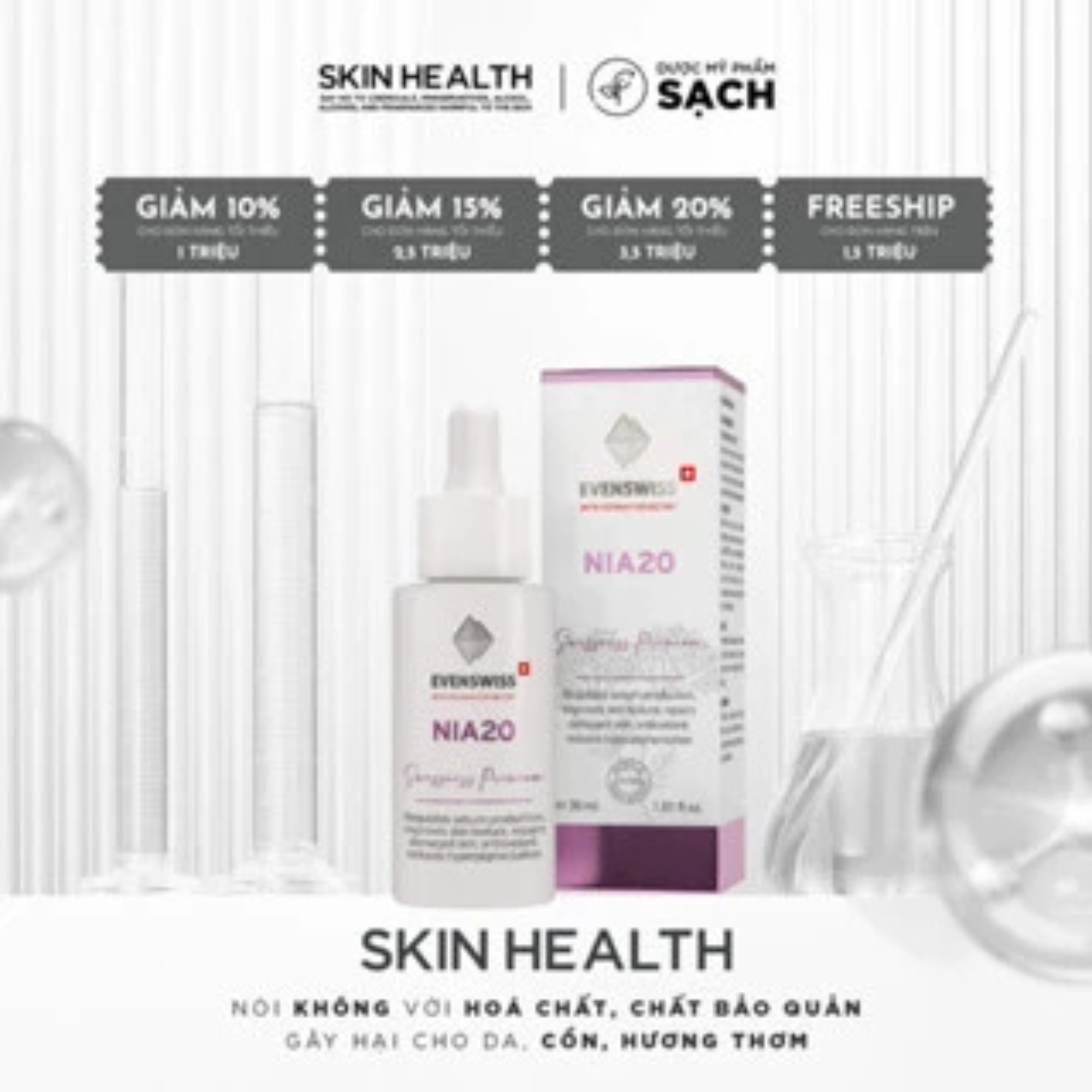 EVENSWISS NIA20/ SERUM DÀNH CHO DA DẦU MỤN- THÂM NÁM- LỖ CHÂN LÔNG TO