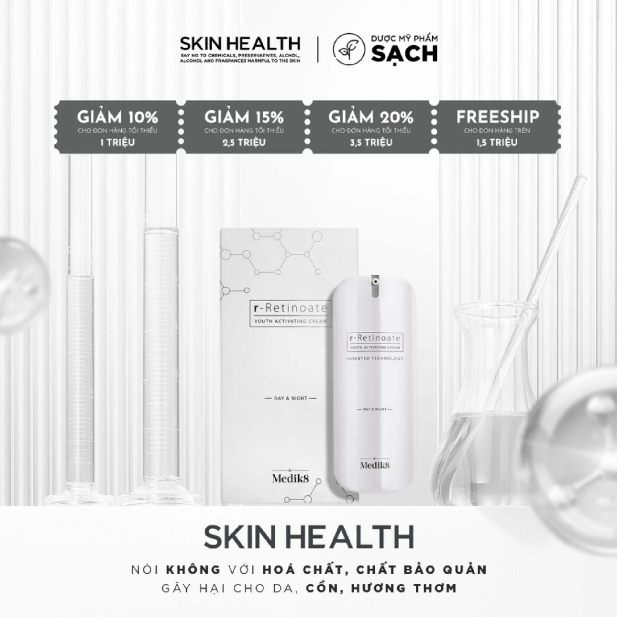 MEDIK8 R-RETINOATE DAY & NIGHT/ KEM DƯỠNG TRẺ HOÁ DA TOÀN DIỆN NGÀY- ĐÊM