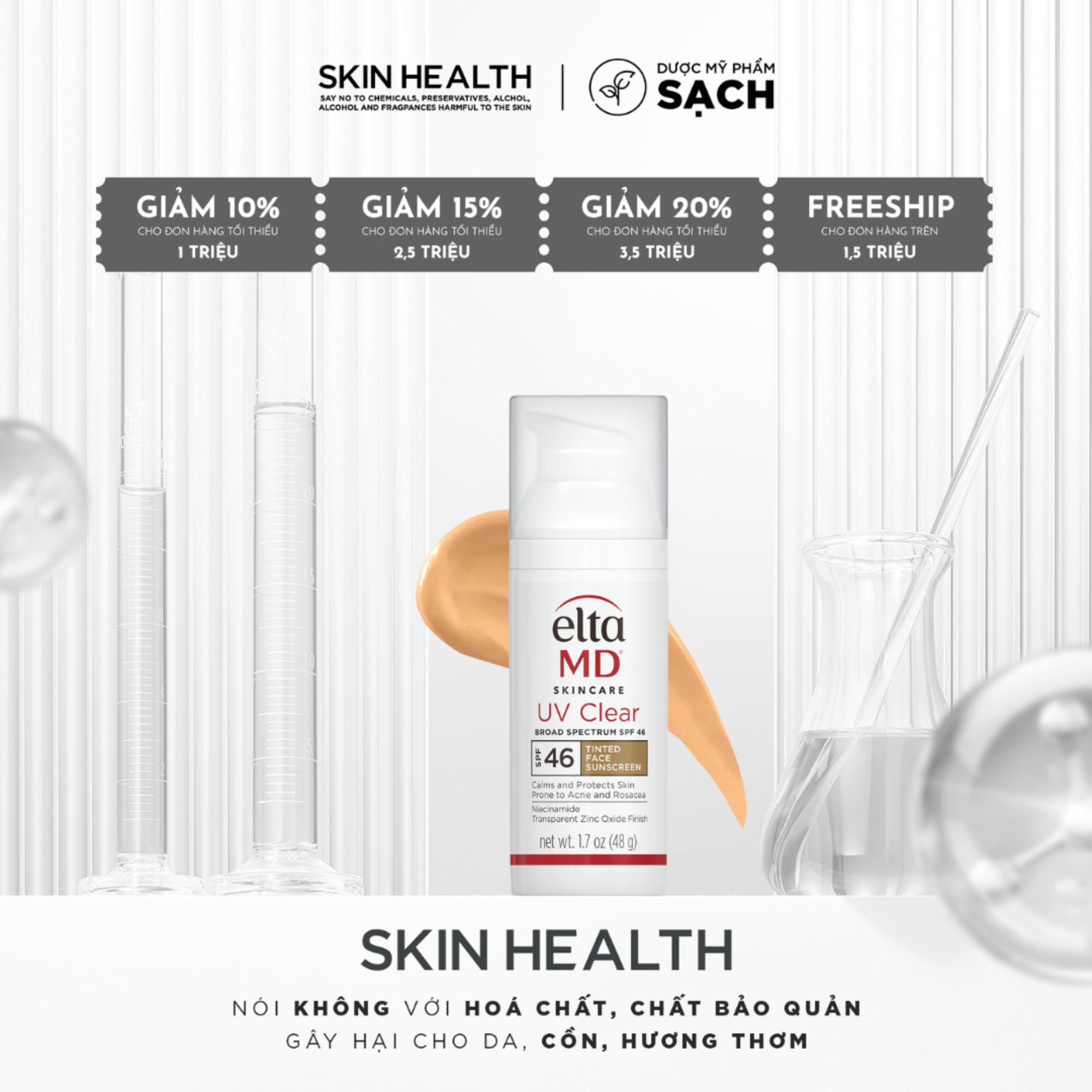 EltaMD UV Clear Tinted Broad-Spectrum SPF 46/ KEM CHỐNG NẮNG CHE KHUYẾT ĐIỂM CHO DA NHẠY CẢM- DẦU MỤN