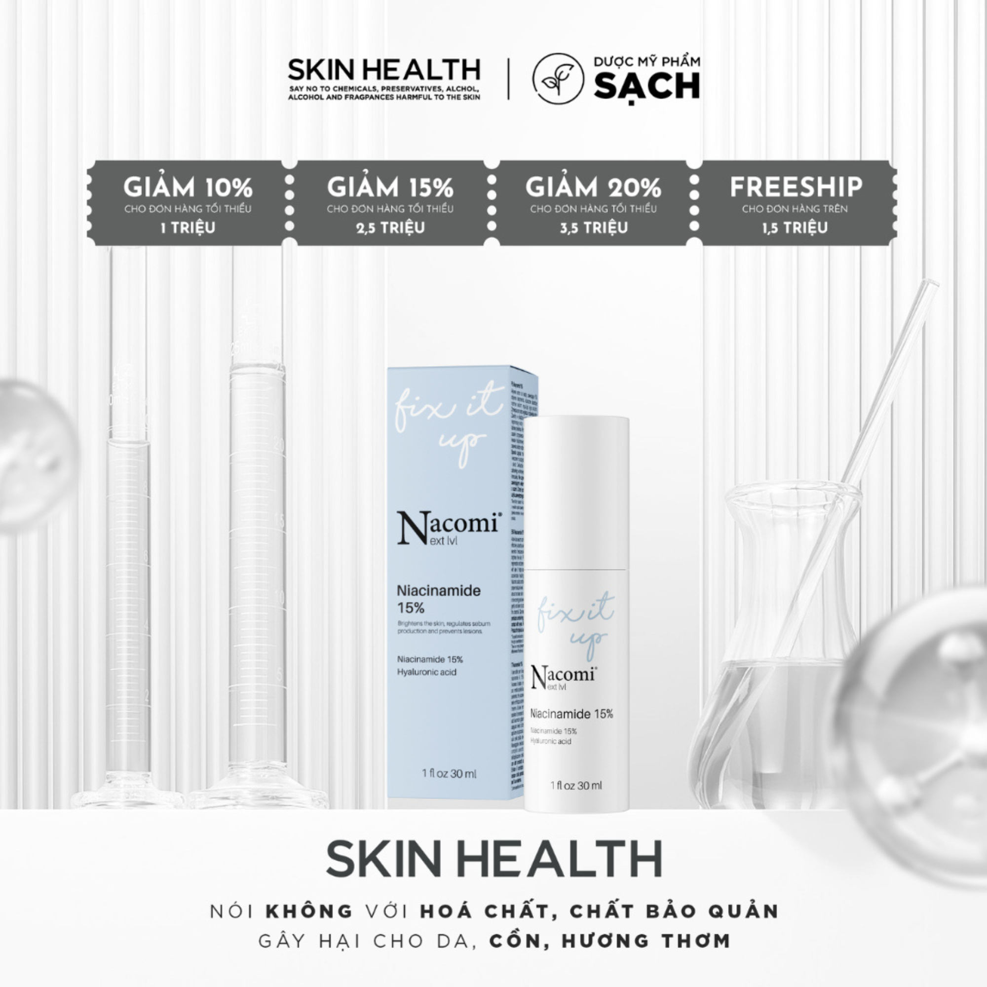 NACOMI NIACINAMIDE 15%/ SERUM TRỊ MỤN- LÀM SÁNG DA- ĐỀU MÀU DA
