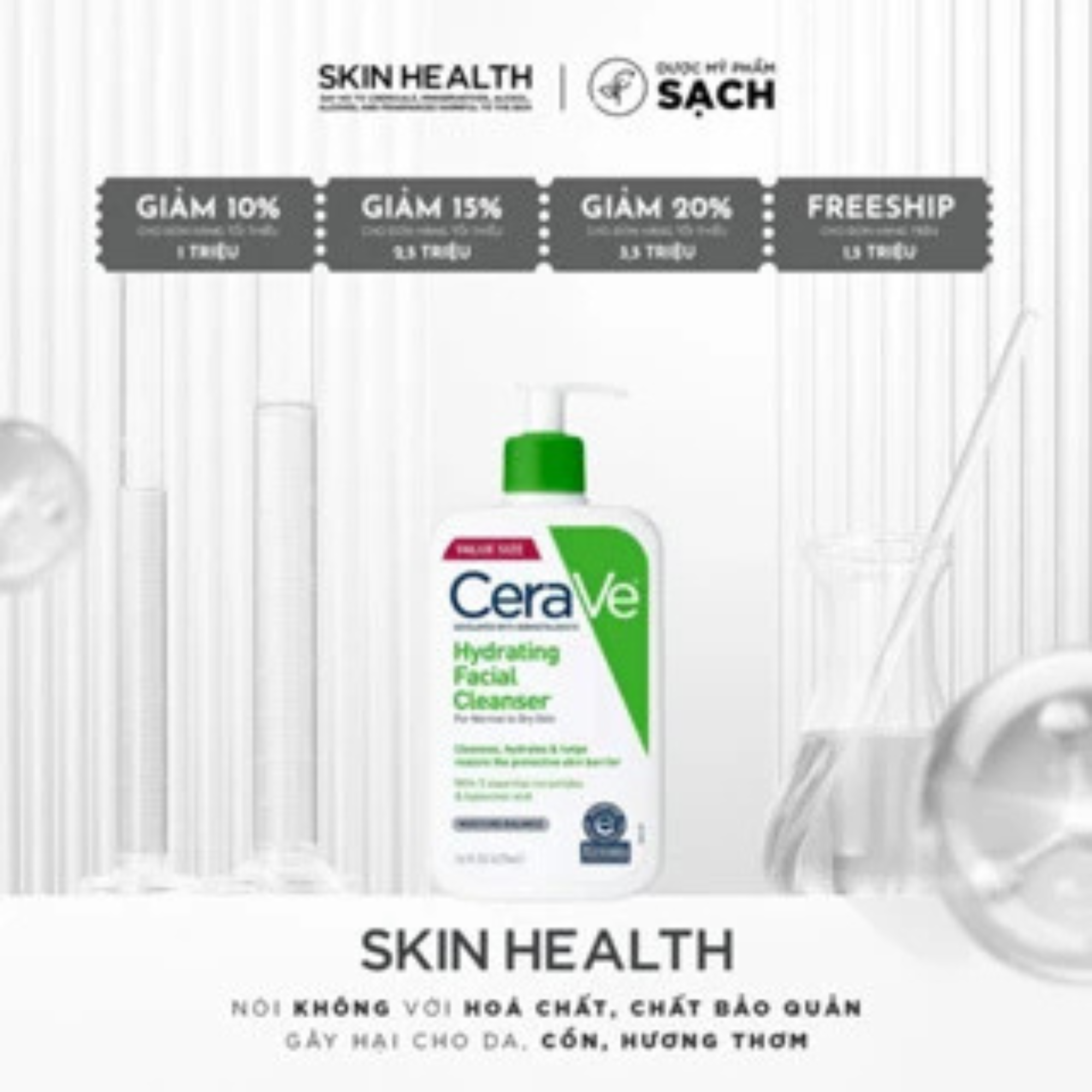 CERAVE HYDRATING FACIAL CLEANSER/ SỮA RỬA MẶT LÝ TƯỞNG CHO DA THƯỜNG- DA KHÔ- DA NHẠY CẢM