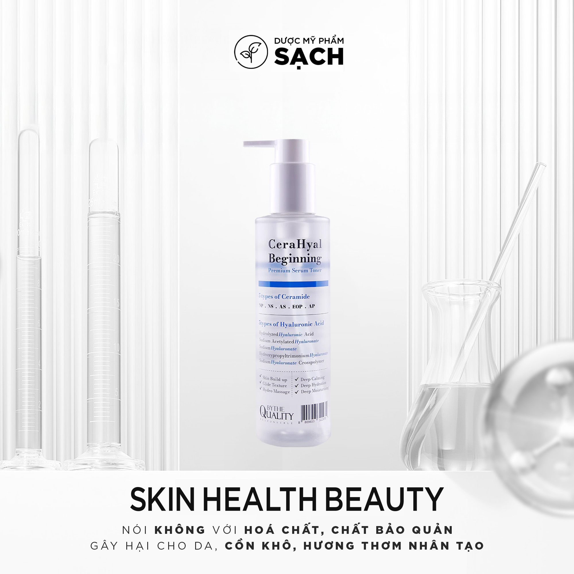 BYTHE QUALITY CERAHYAL BEGINNING PREMIUM SERUM TONER: Toner Phục Hồi Hàng Rào Da Vượt Trội