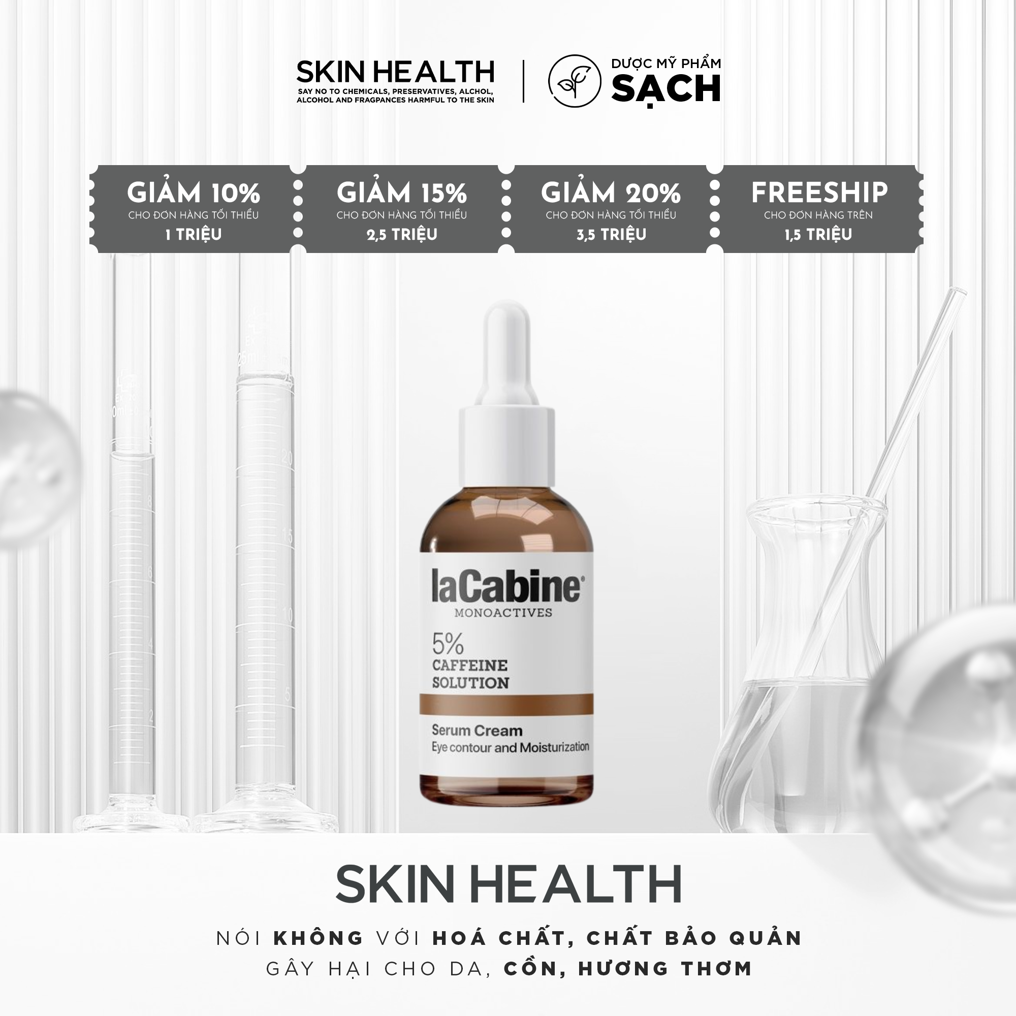 5% Caffeine Solution Serum Cream/ Trẻ Hoá Da Vùng Mắt, Giảm Bọng, Quầng Thâm, Vết Chân Chim