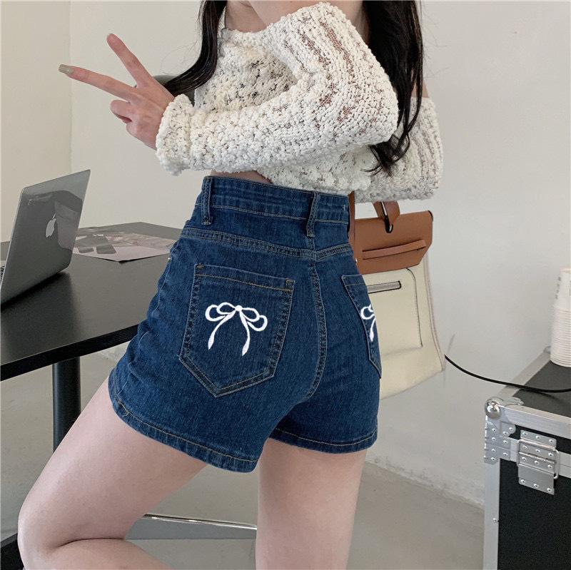 SHORT XANH ĐẬM CO DÃN NƠ HỒNG 0126