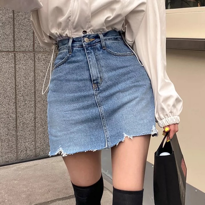 QUẦN VÁY COTTON NHẠT RÁCH 0060