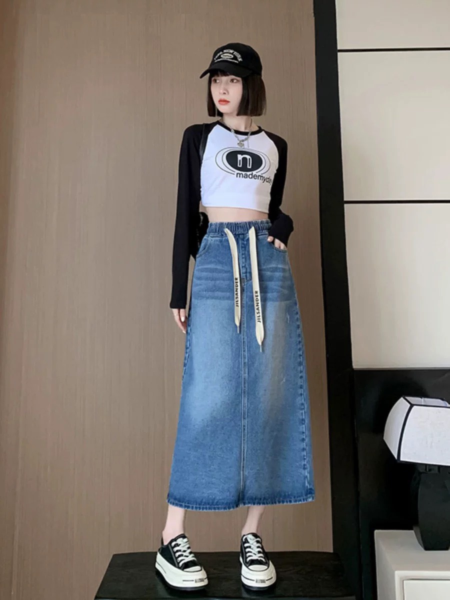 CHÂN VÁY JEAN COTTON LƯNG CHUN 0056