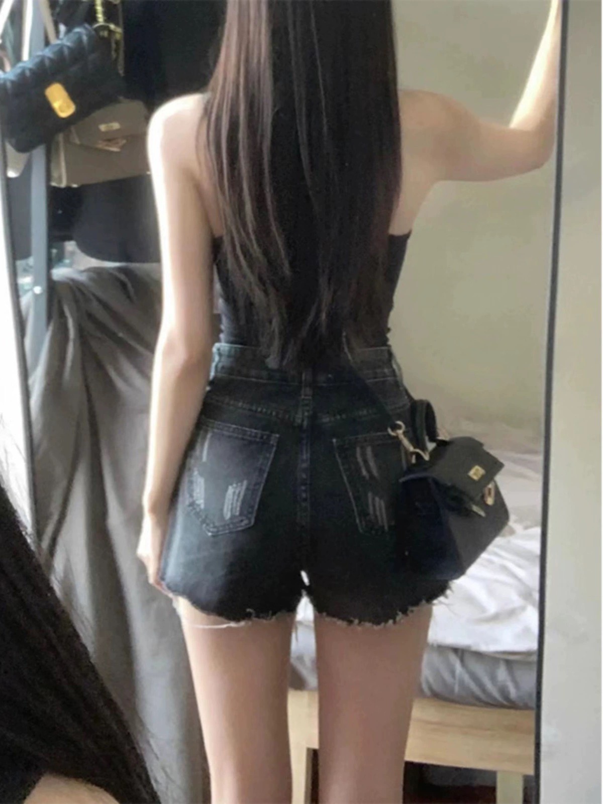 QUẦN SHORT XÁM RÁCH 0073
