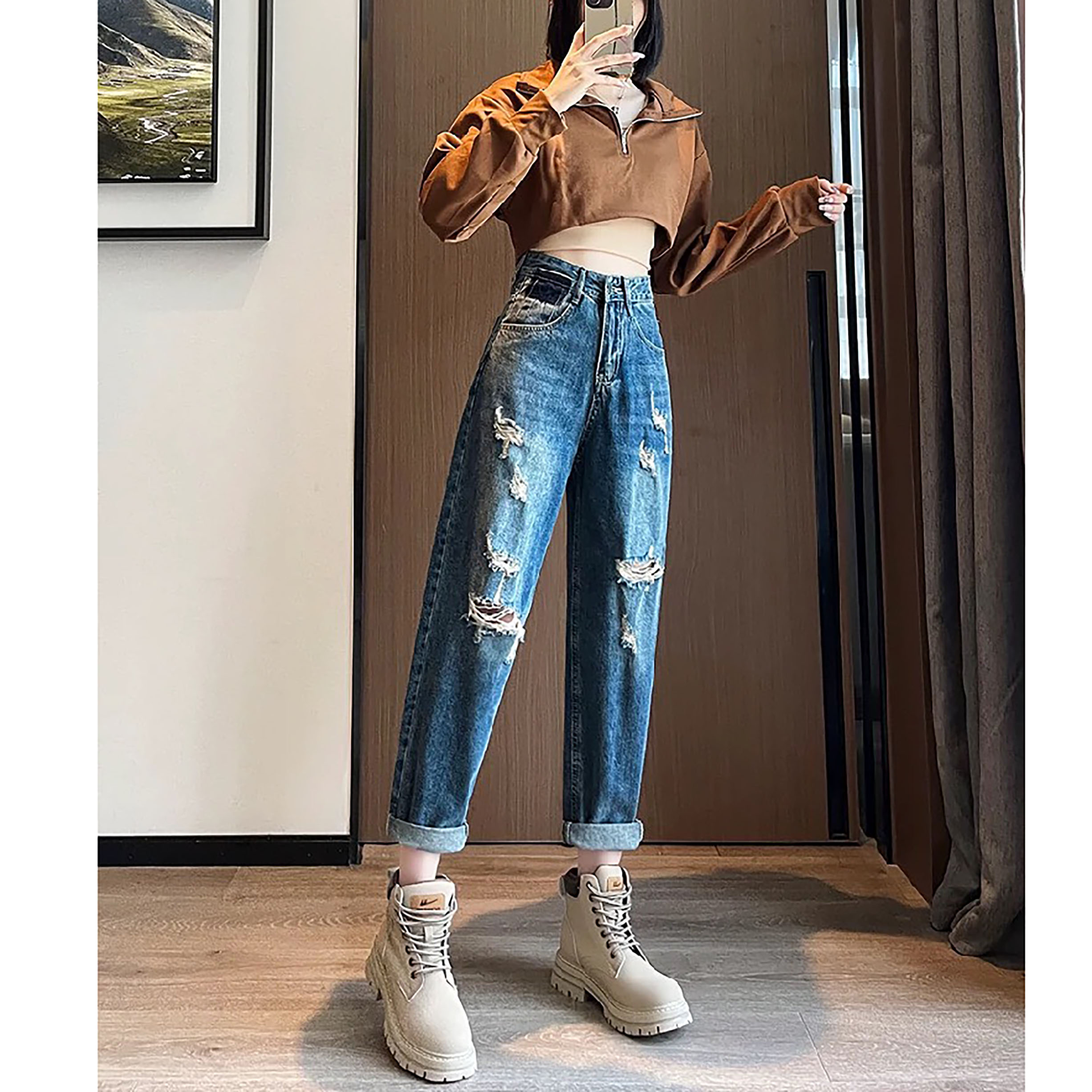 BAGGY ĐẬM RÁCH LƯNG CHUN 3007