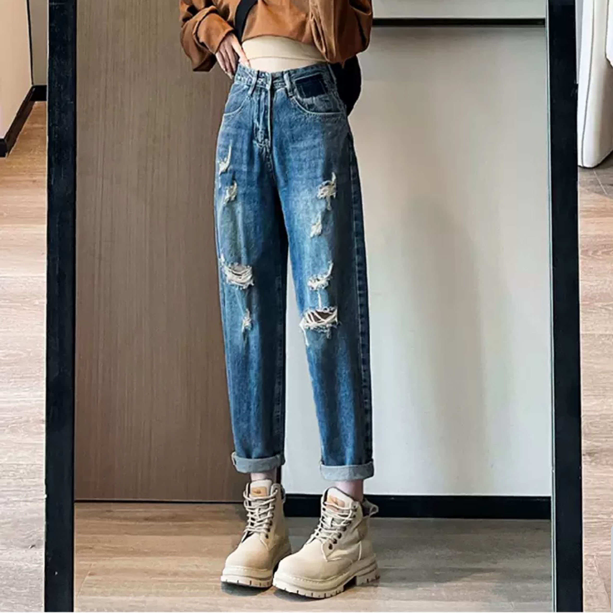 BAGGY ĐẬM RÁCH 3006