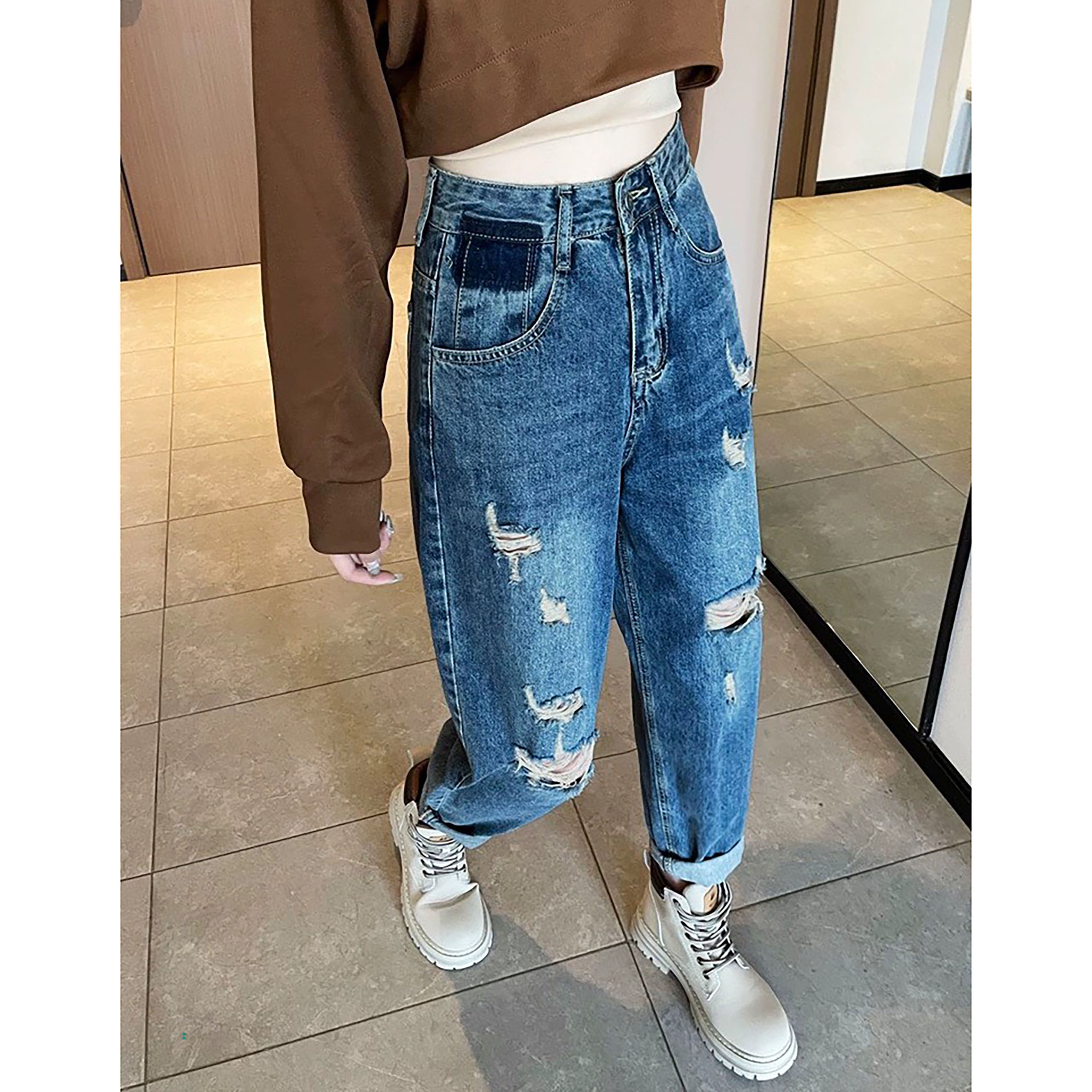 BAGGY ĐẬM RÁCH 3006