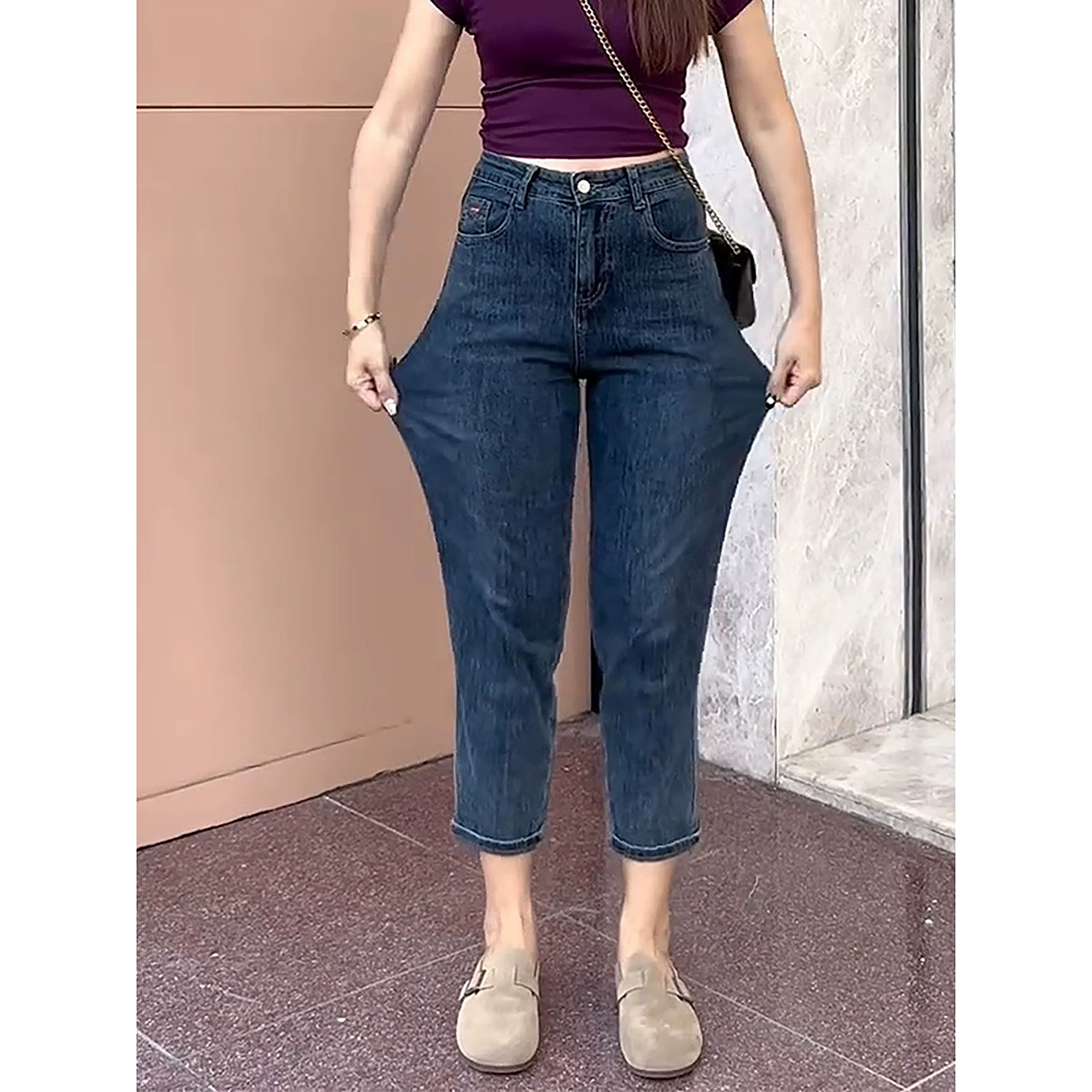 QUẦN 9 TẤC XANH ĐẬM PHOM BAGGY 0078