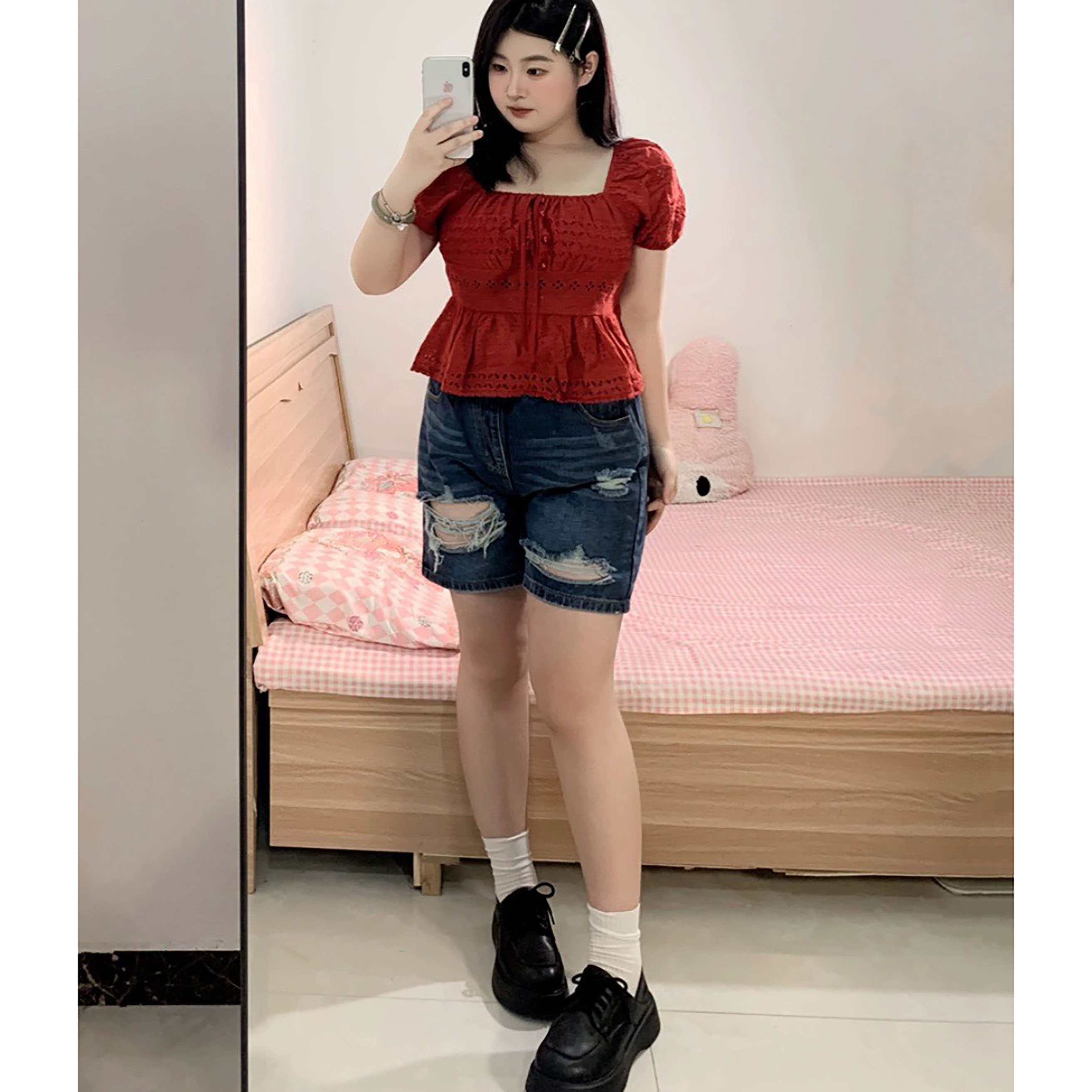 SHORT NGỐ XANH ĐẬM RÁCH 0096