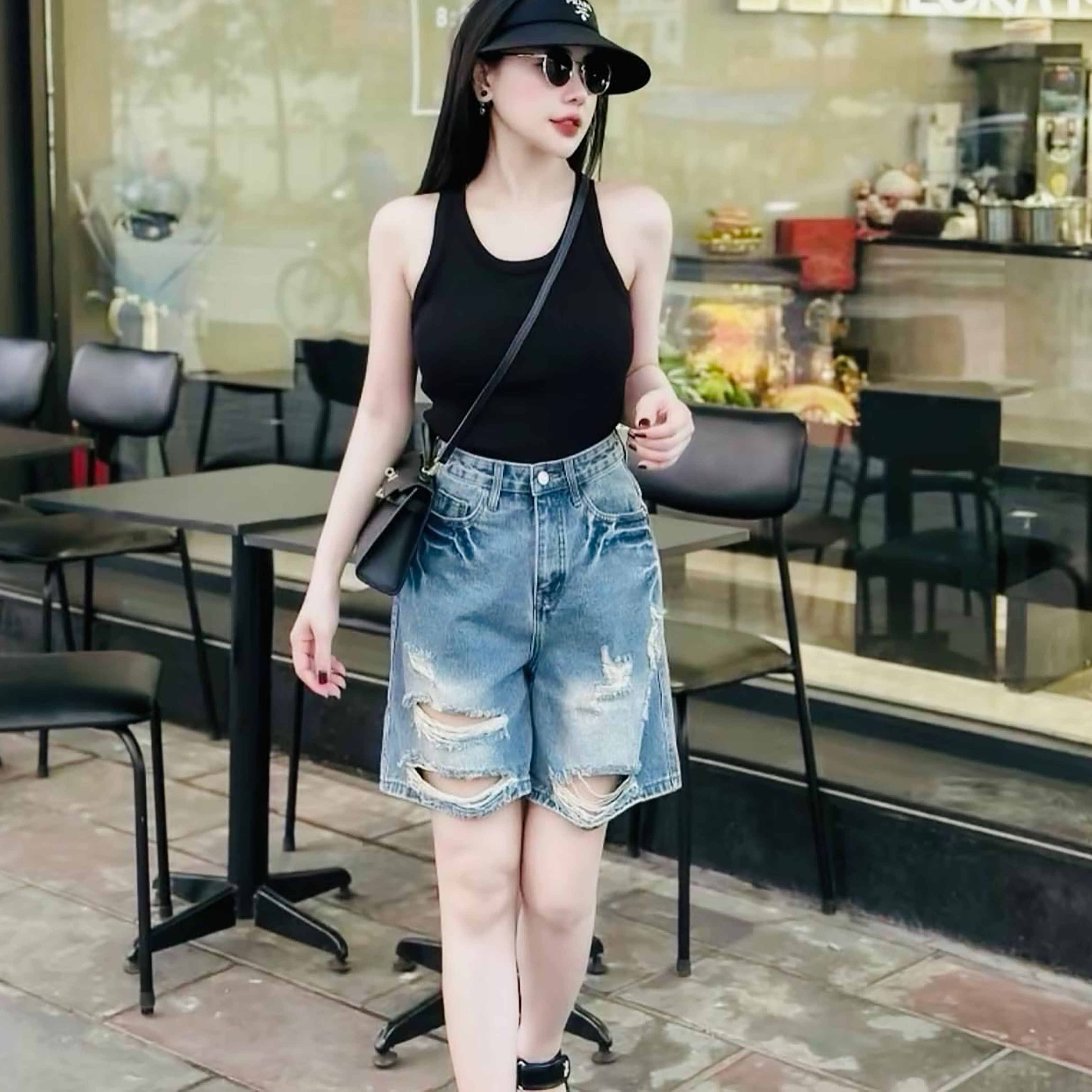 SHORT NGỐ XANH NHẠT RÁCH 0112