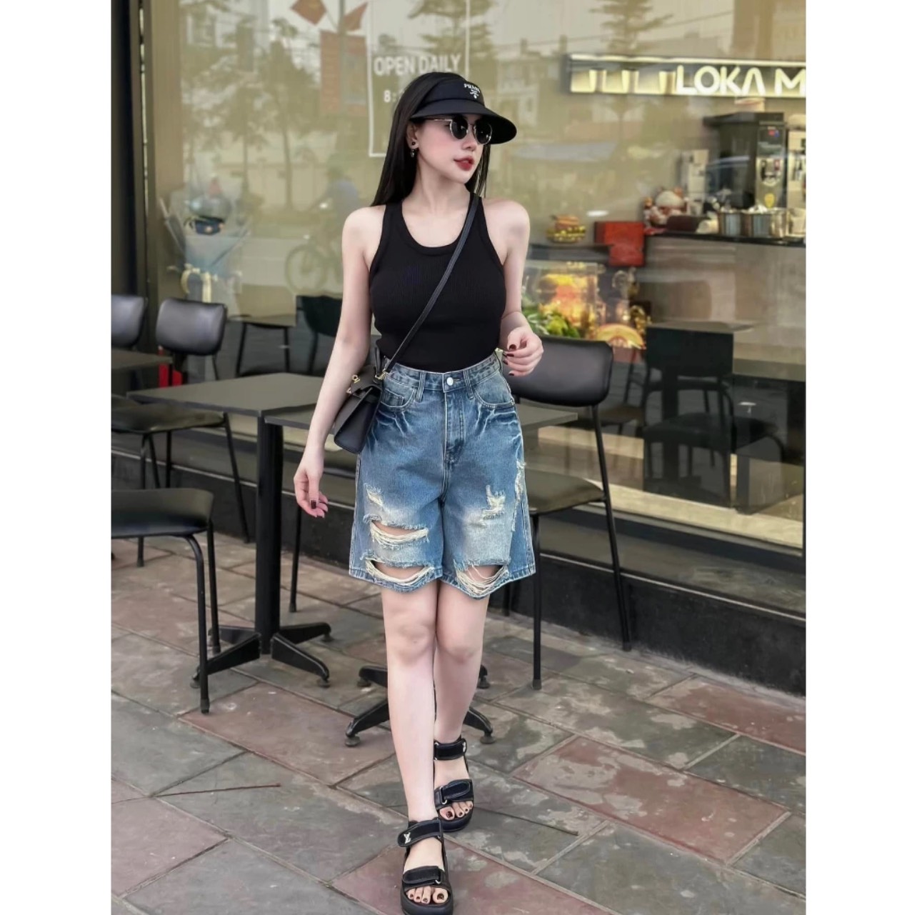 SHORT NGỐ XANH NHẠT RÁCH 0112