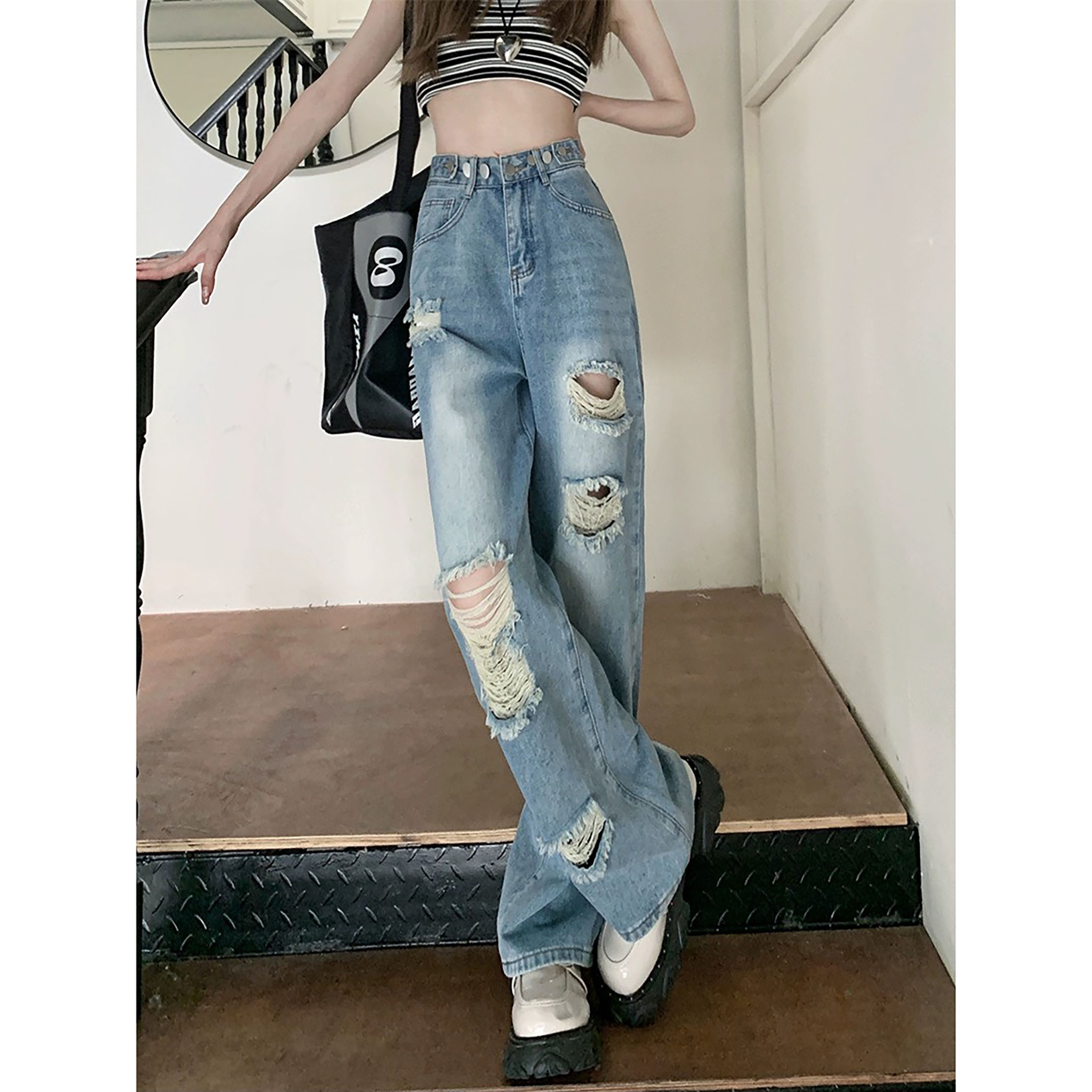 SUÔNG X.NHẠT RÁCH 2 NÚT TĂNG ĐƠ 0117