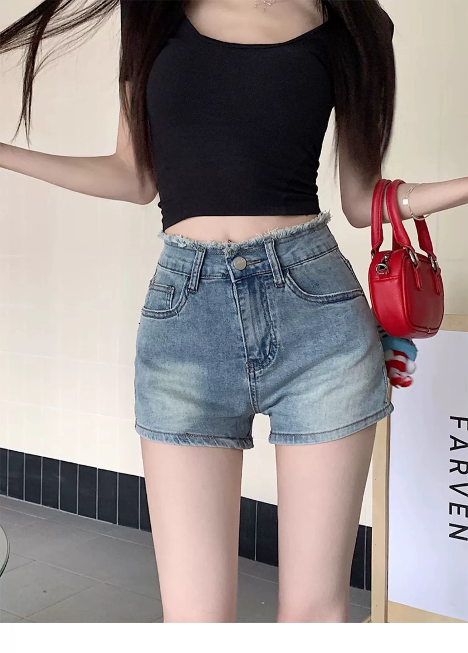 SHORT XANH NHẠT CO DÃN NƠ HỒNG 0125