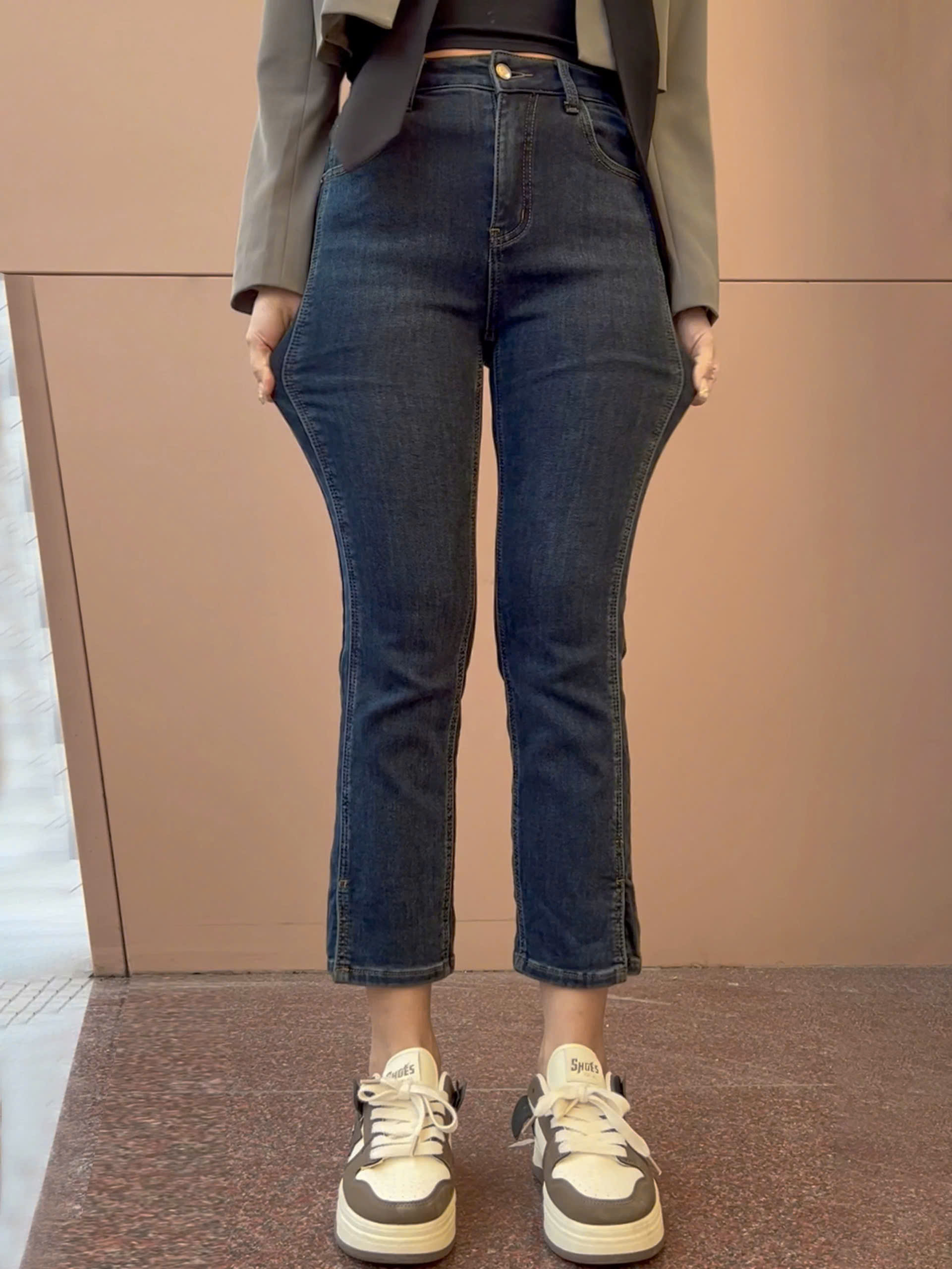 9 TẤC JEANS XANH ĐẬM XẺ LAI 0147