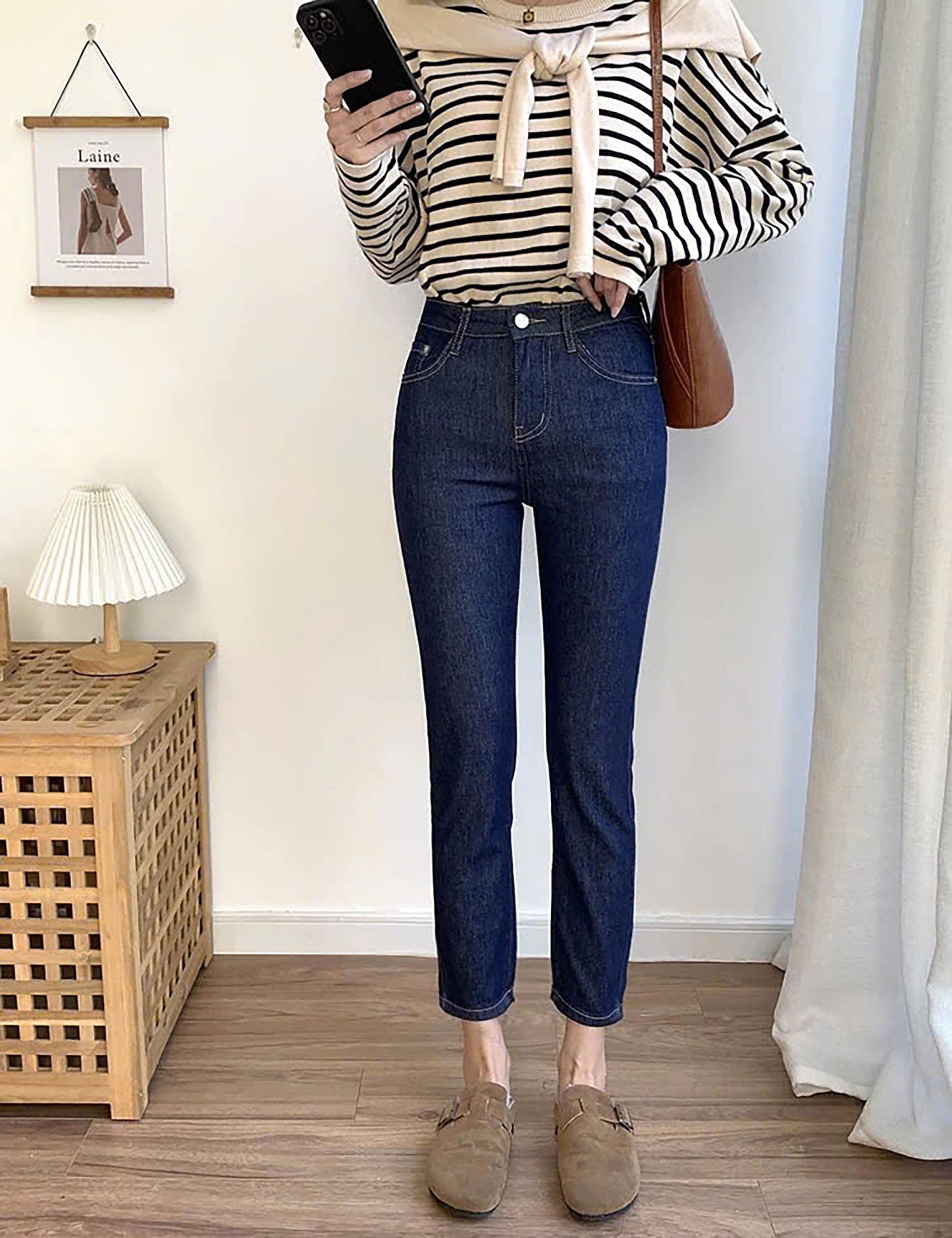 QUẦN JEANS 9 TẤC XANH ĐẬM TRƠN 0150