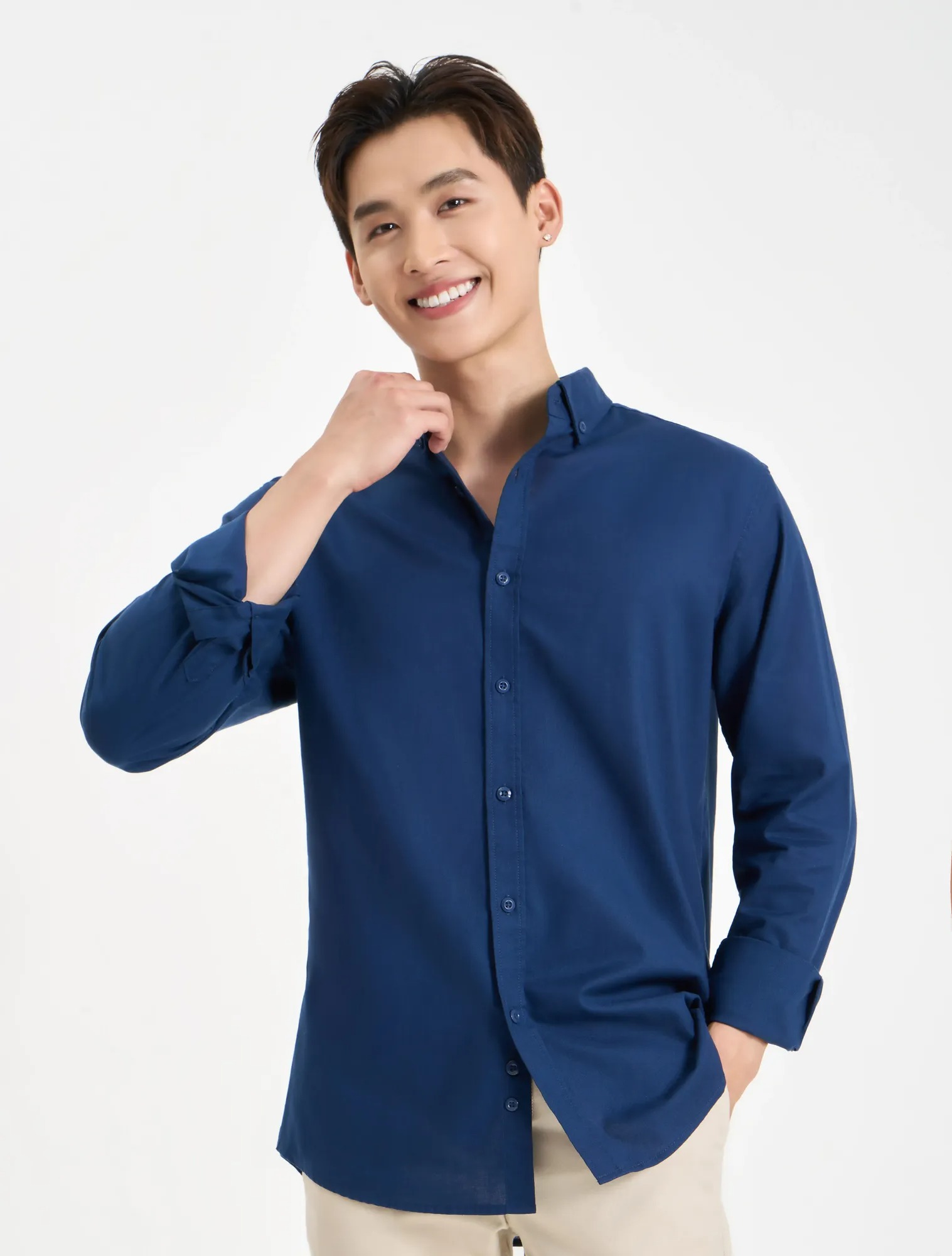 Áo sơ mi nam cotton dài tay ND003