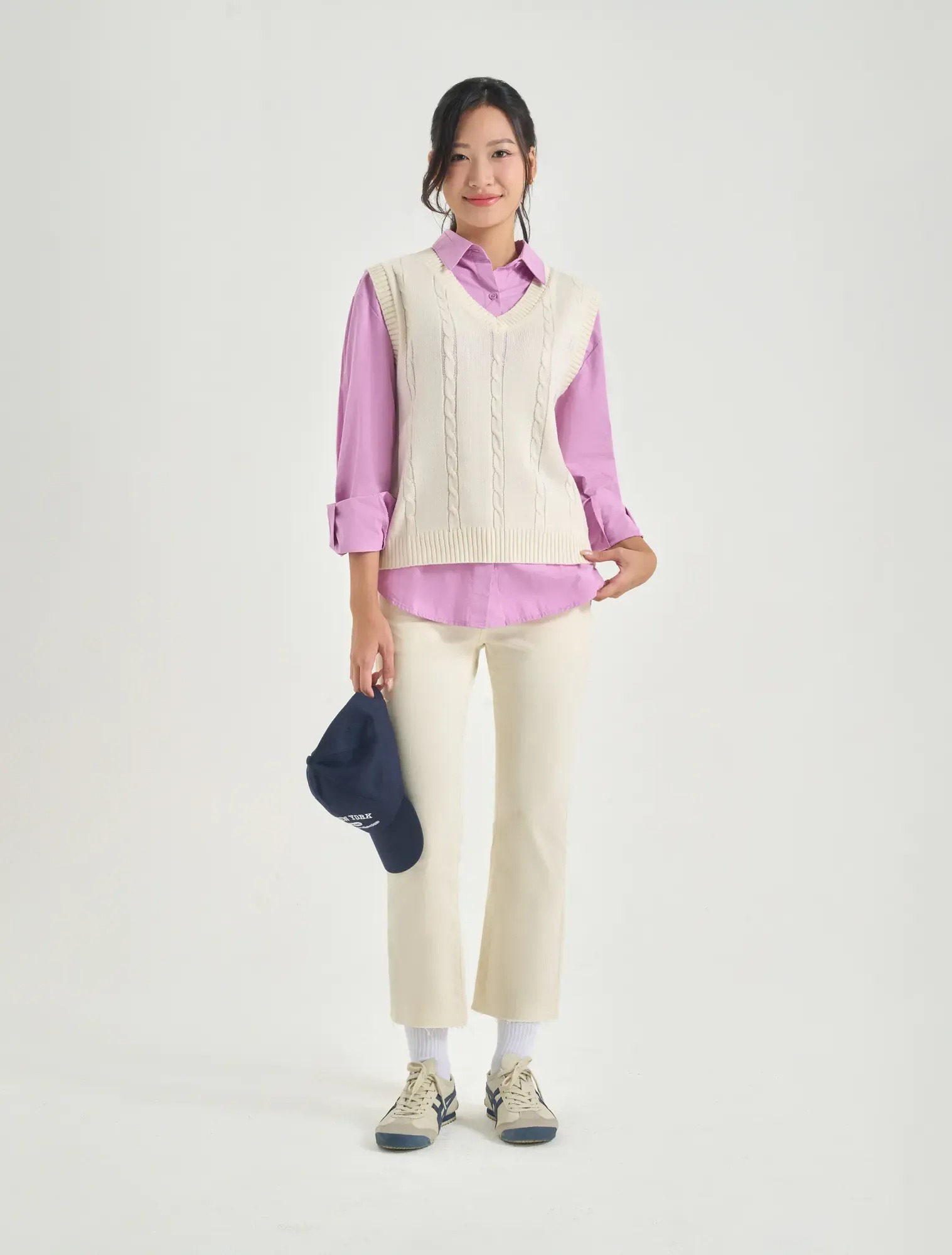 Áo Len Gilet Nữ Cổ Tim Dệt Thừng