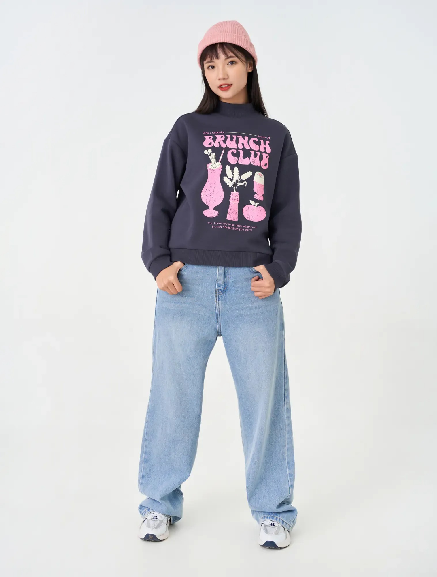 Áo Nỉ Nữ Oversize Cắt Bổ Tinh Tế