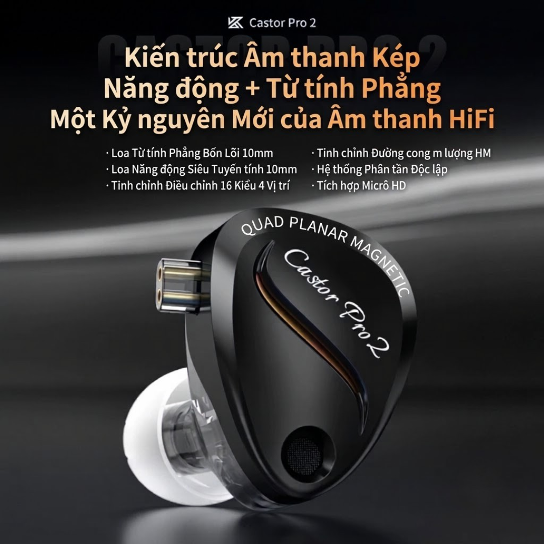 Tai nghe KZ Castor Pro 2 driver planar và dynamic
