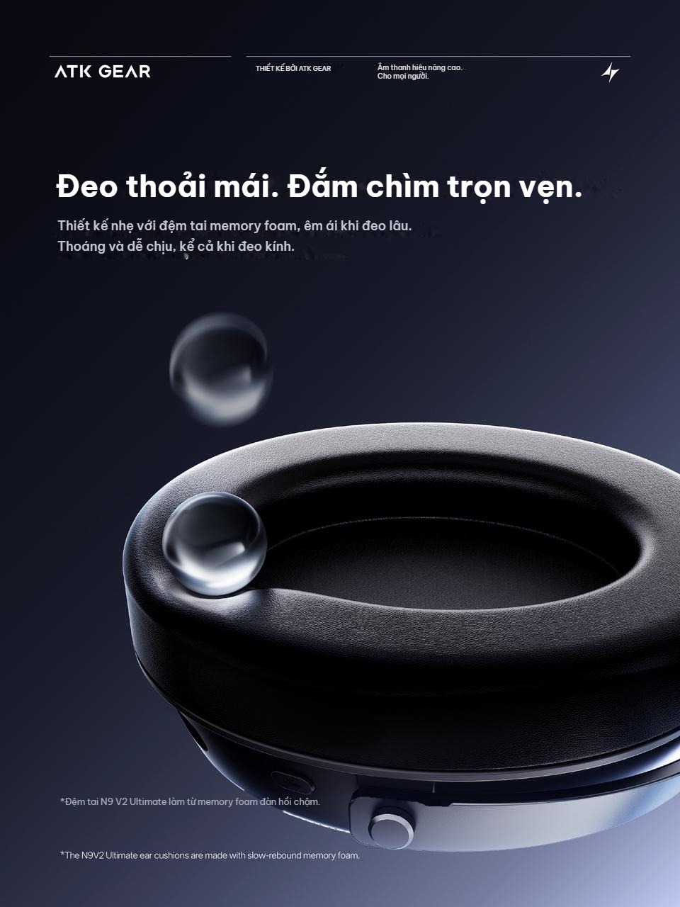 Đệm tai memory foam ATK N9 V2