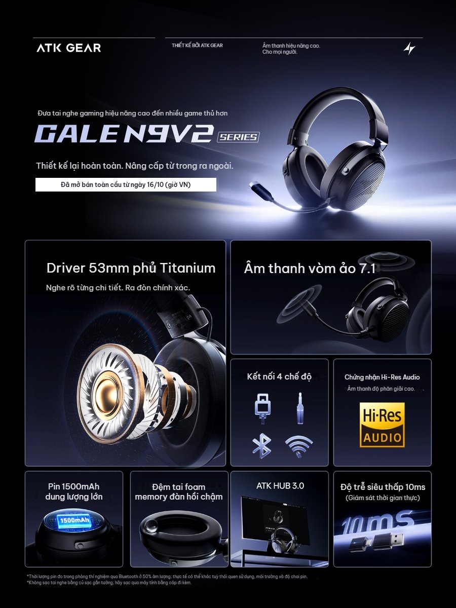 ATK Gale N9 V2 tai nghe gaming không dây