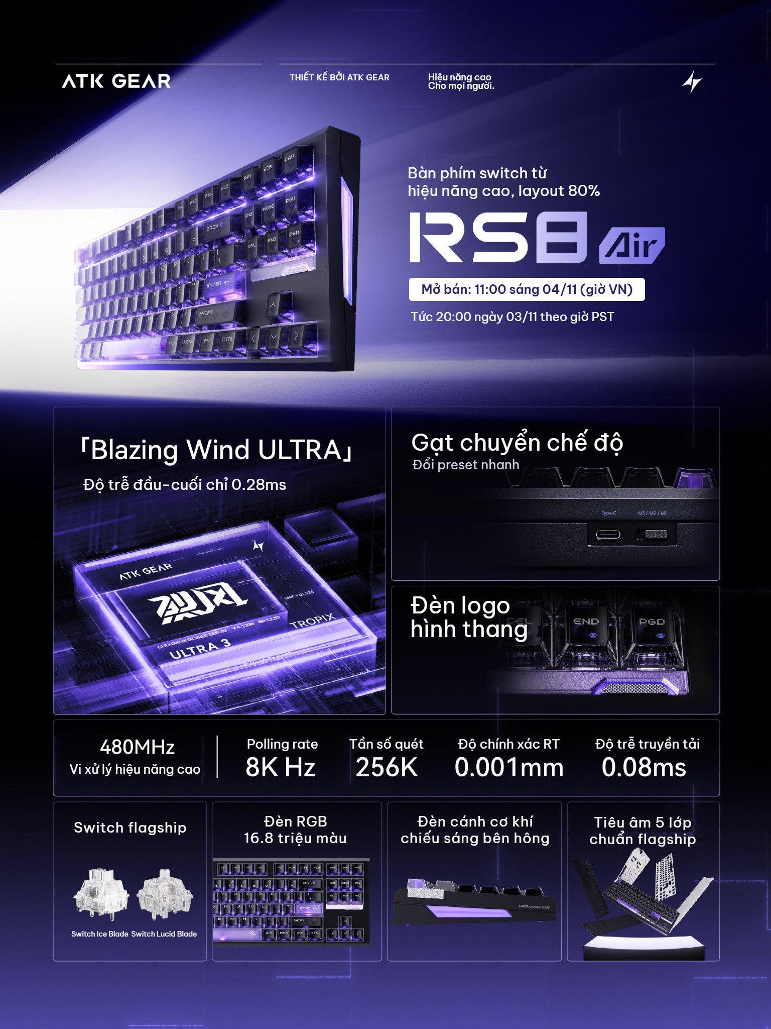 ATK RS8 Air bàn phím switch từ layout 80%