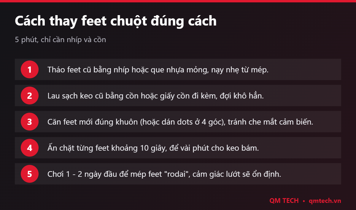 Các bước thay feet chuột đúng cách