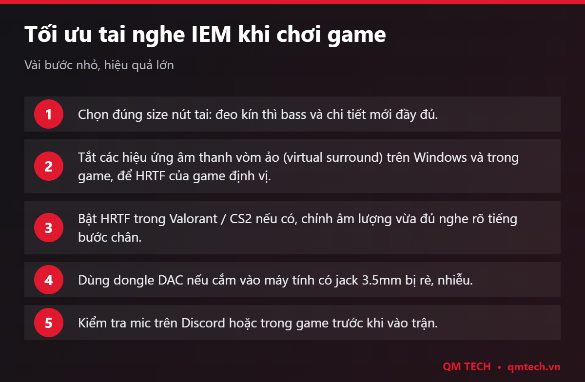 Các bước tối ưu tai nghe IEM khi chơi game