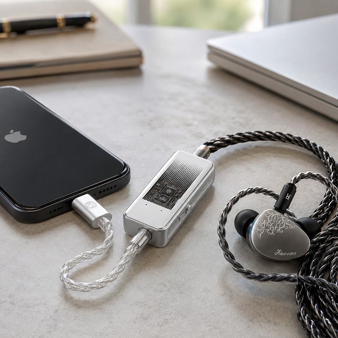 Dongle DAC JCally JM98 MAX dùng với điện thoại và tai nghe IEM
