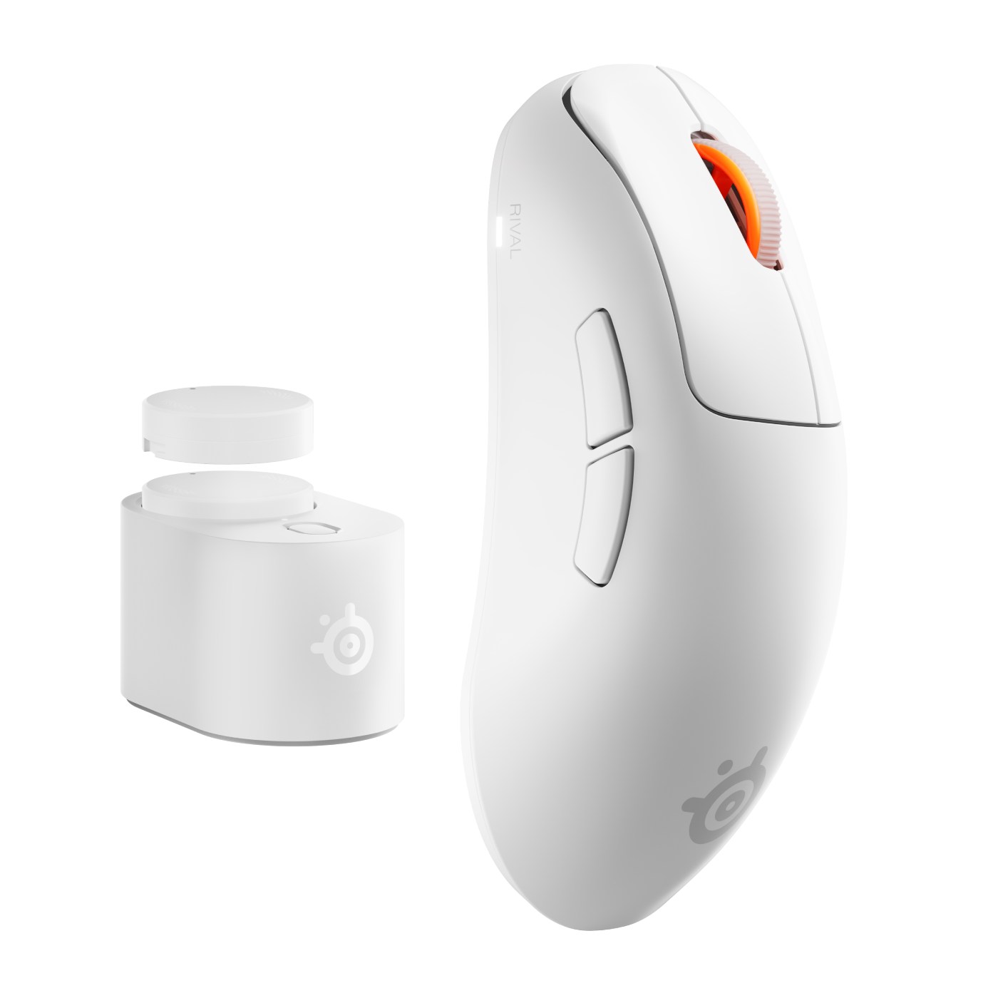 Rival Pro màu trắng và đế sạc