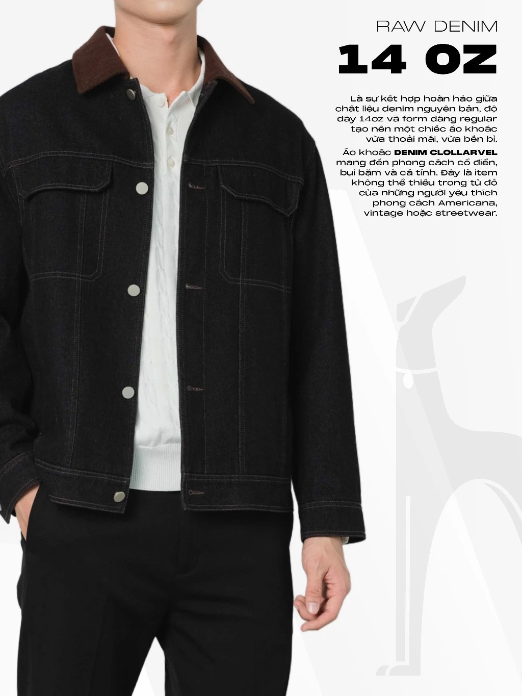 HUSSIO® Áo khoác jeans DENIM COLLARVEL